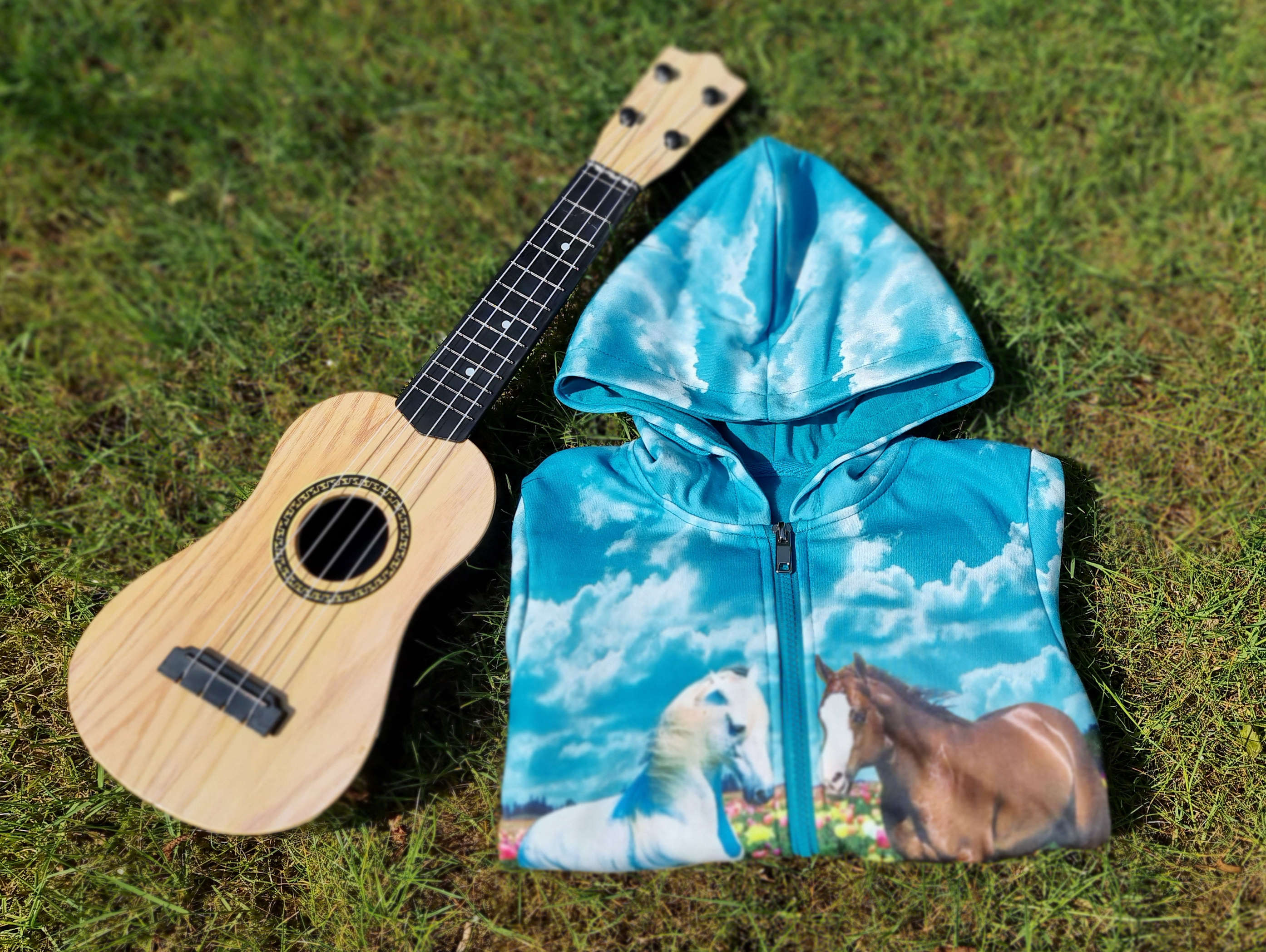 Kinder Sweatjacke mit verschiedenen Motiven: Pferde/Traktor (Olivgrün und Navy)