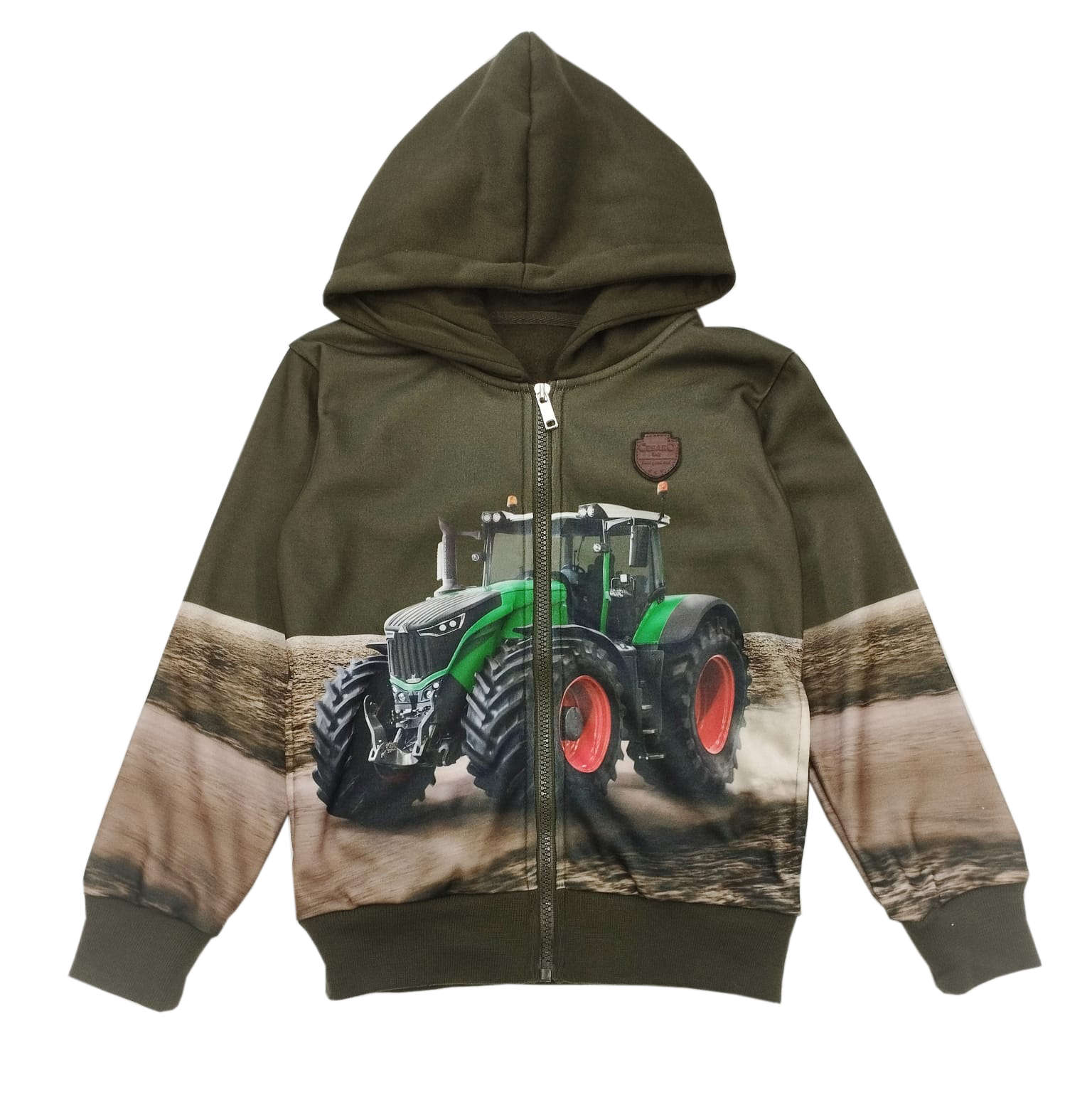 Kinder Sweatjacke mit verschiedenen Motiven: Pferde/Traktor (Olivgrün und Navy)