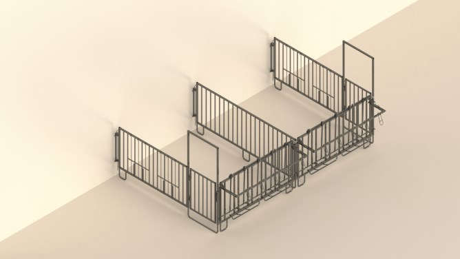 KERBL Modulare Zaunaufstallung Doppelset für 2x3er-Kälbergrupen mit Wandbefestigung
