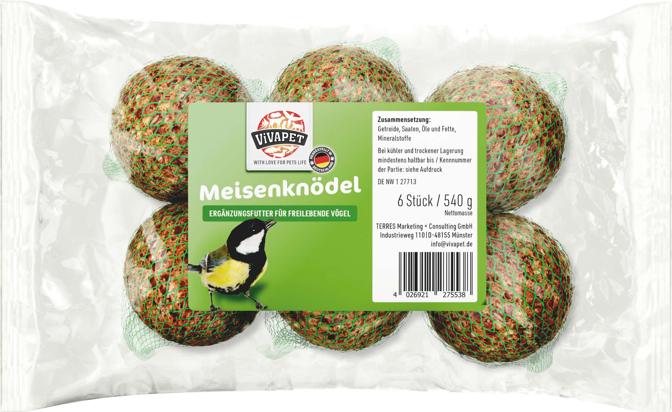 ViVAPET Wildvogelfutter Meisenknödel mit Netz