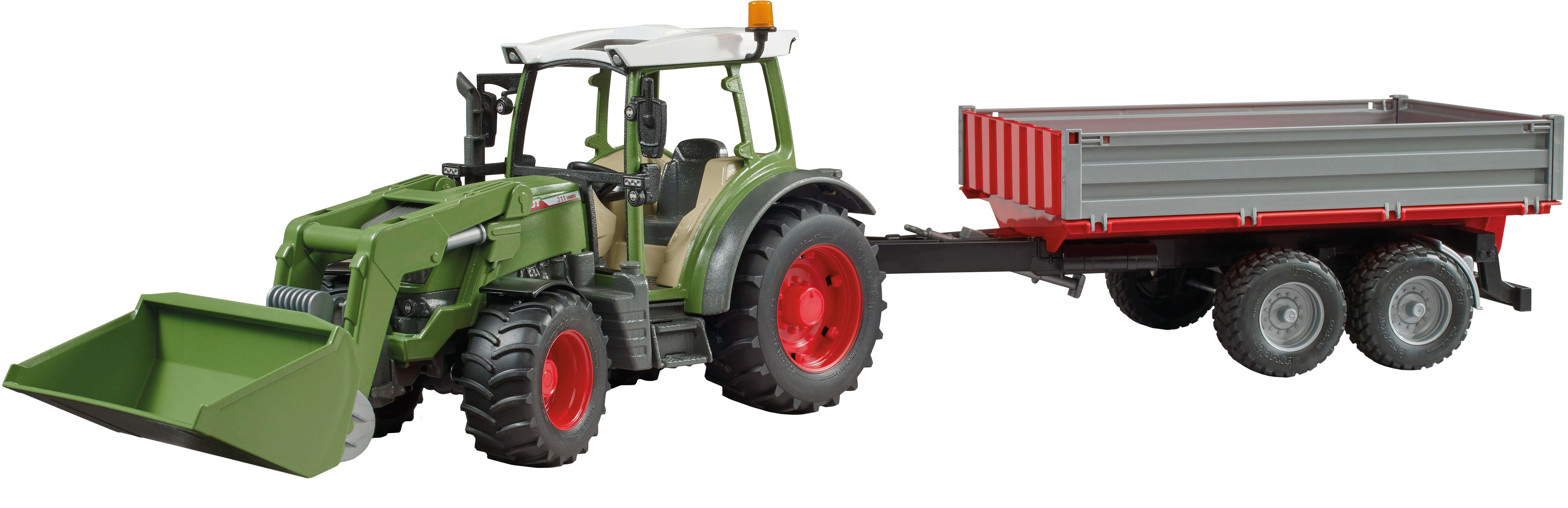 bruder Fendt Vario 211 mit Frontlader und Bordwandanhänger