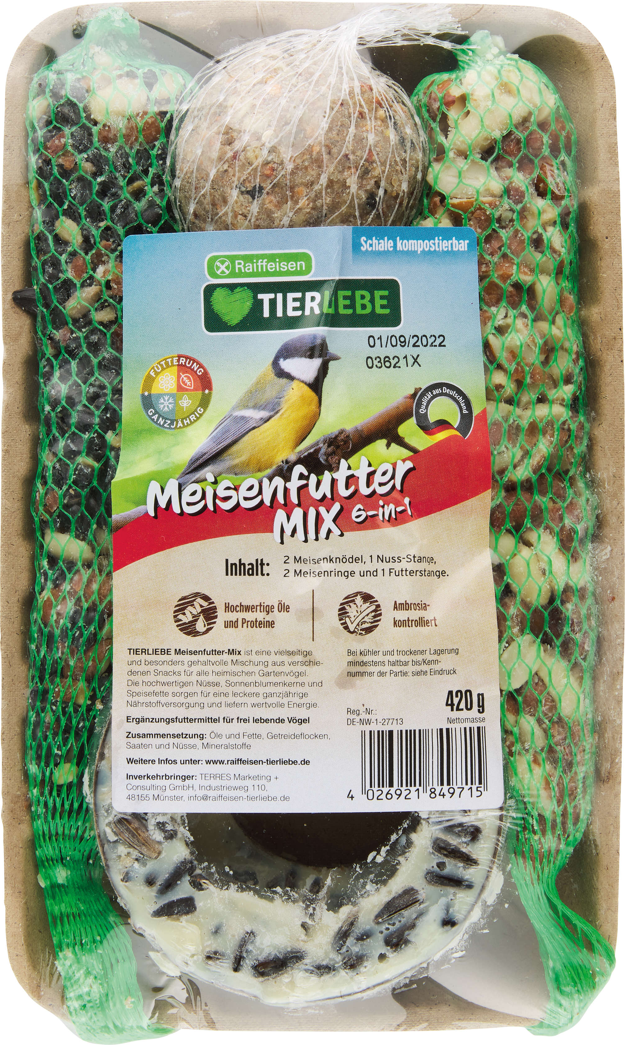 TIERLIEBE Meisenfuttermix Schale 6-in-1