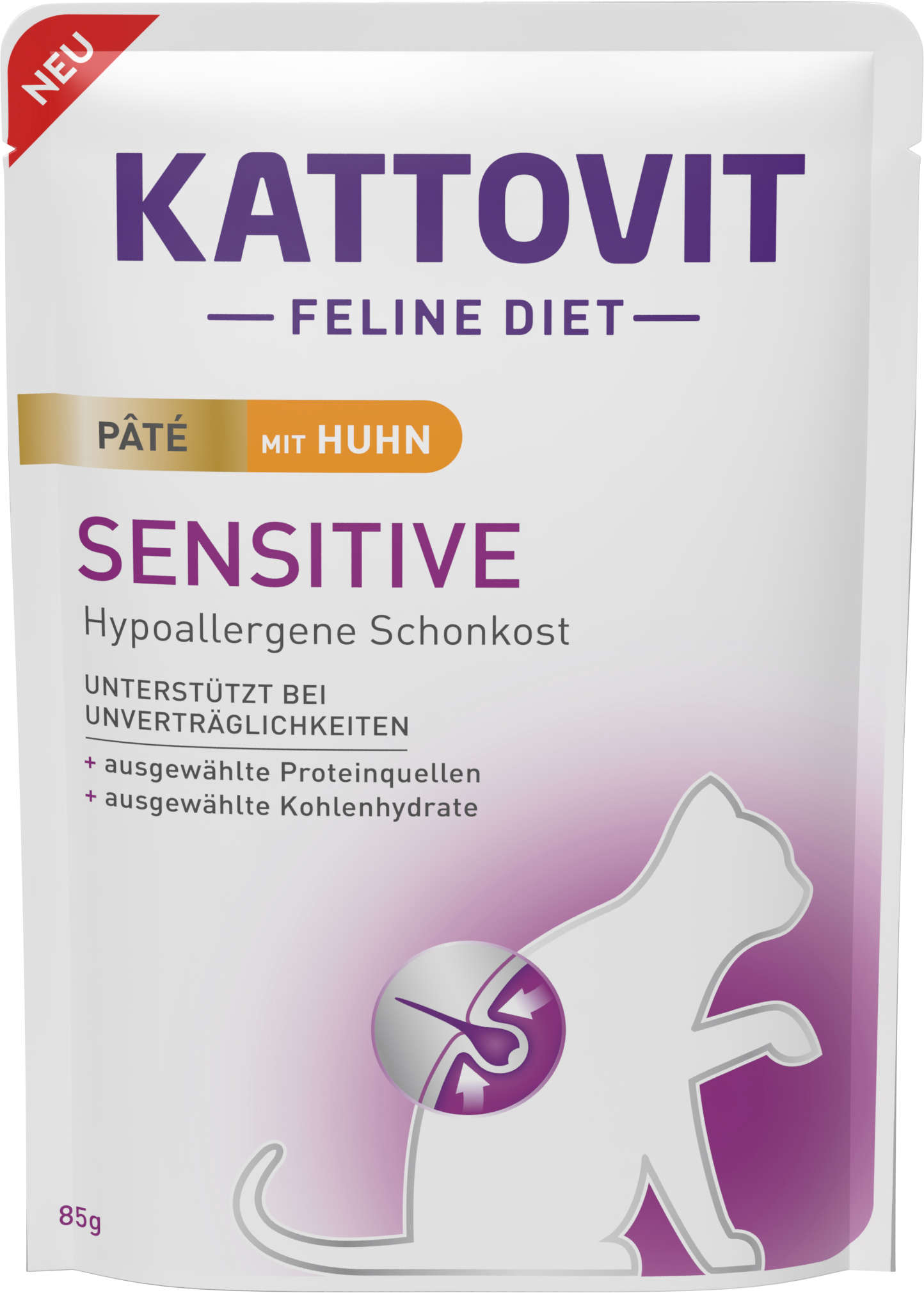 KATTOVIT Katzen-Nassfutter Feline Diet Sensitive Pâté mit Huhn