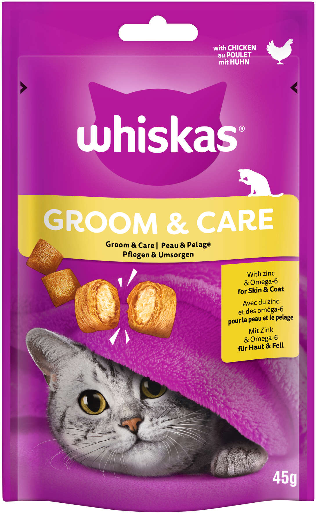 whiskas Groom & Care Katzenleckerlis mit Huhn