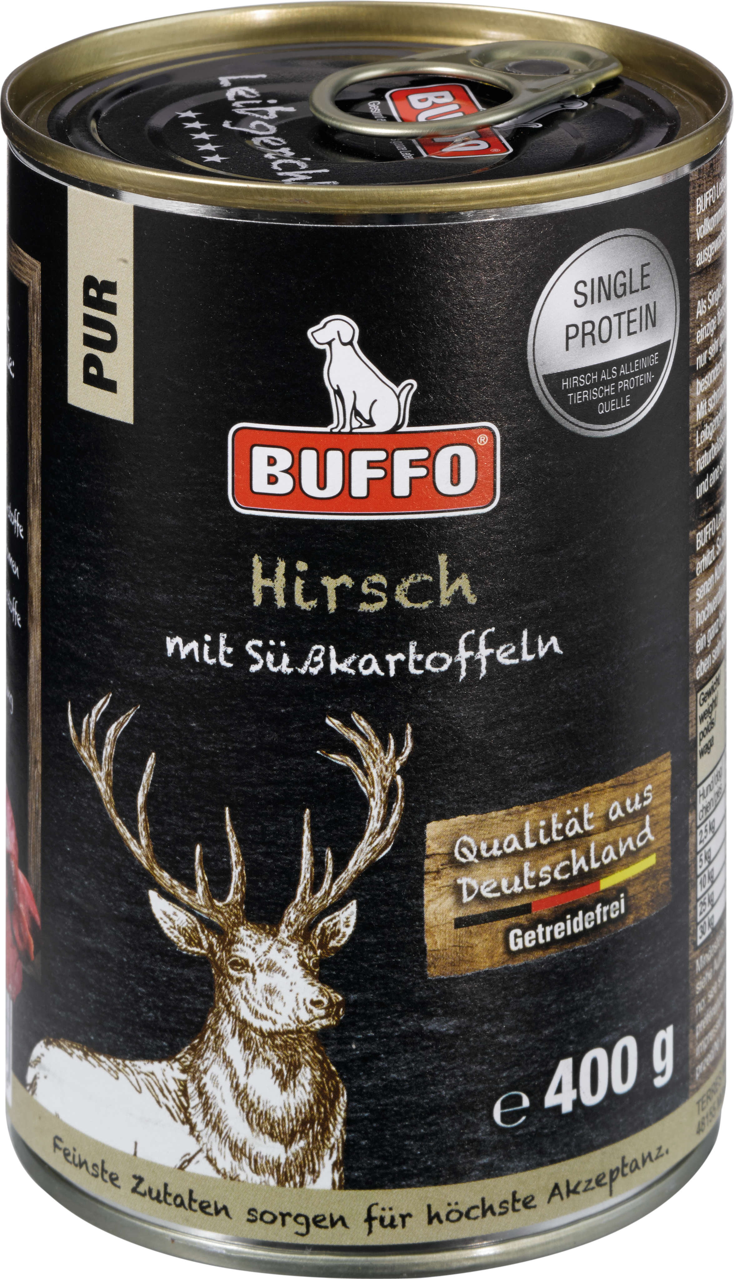 BUFFO Hunde-Nassfutter Leibgericht Hirsch mit Süßkartoffeln