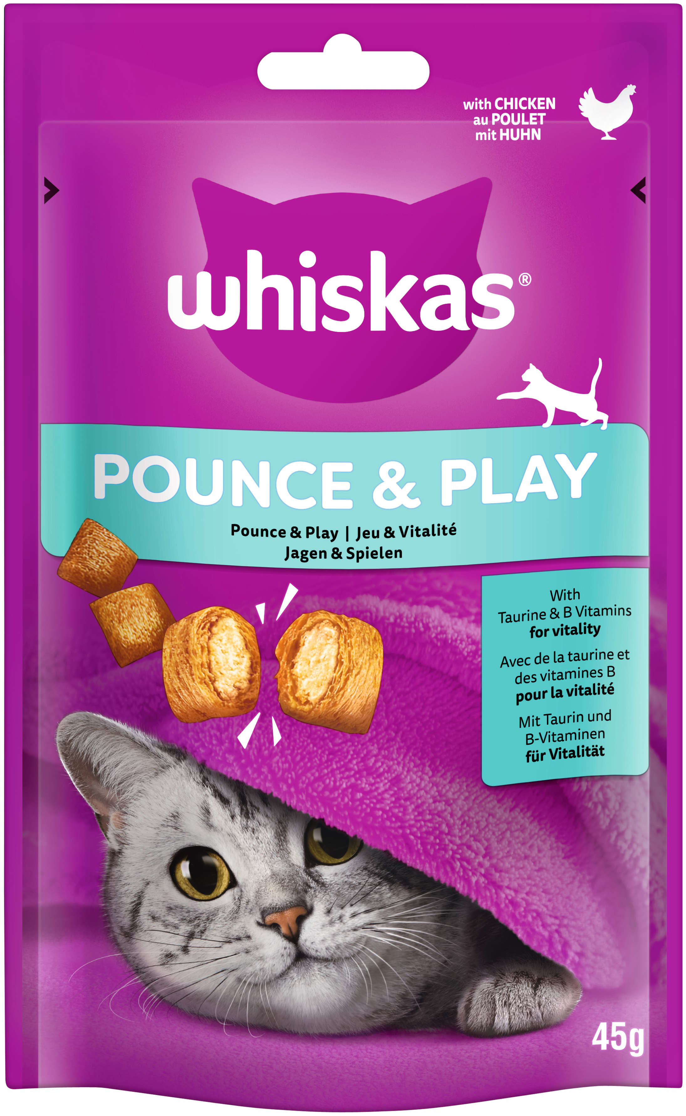 whiskas Pounce & Play Katzenleckerlis mit Huhn