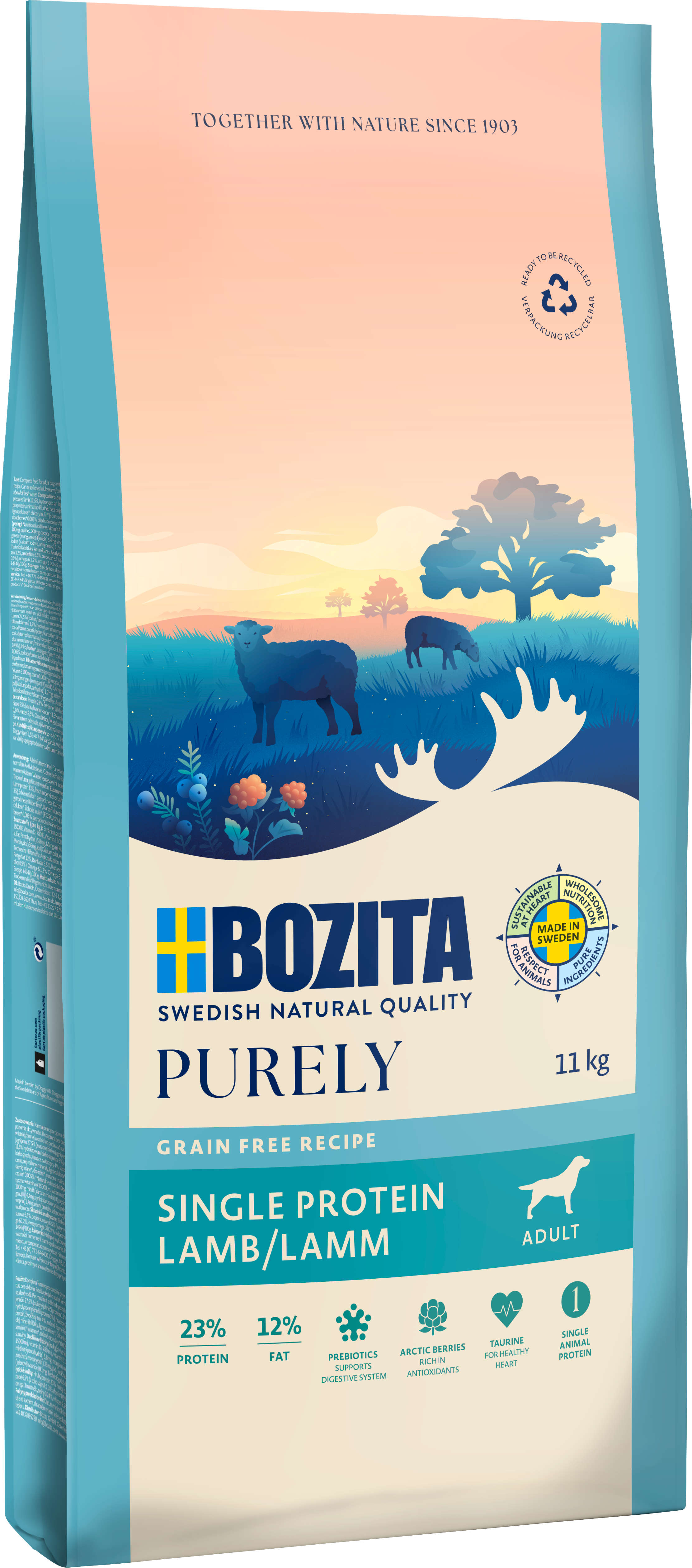 BOZITA Hunde-Trockenfutter Purely Adult Lamm