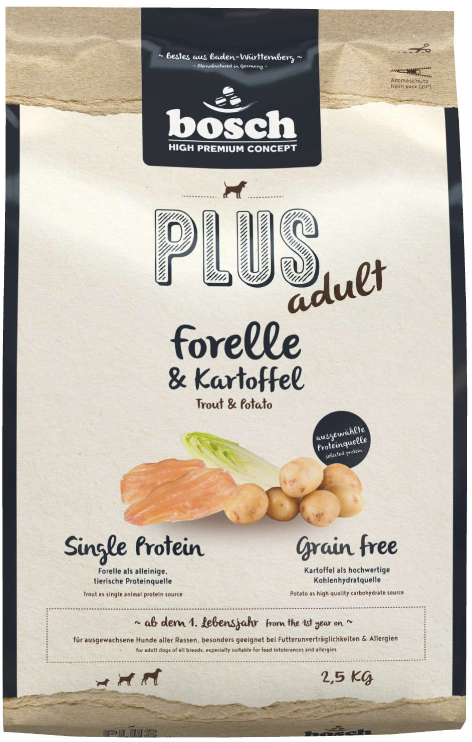 bosch Hunde-Trockenfutter HPC Plus Forelle+Kartoffel
