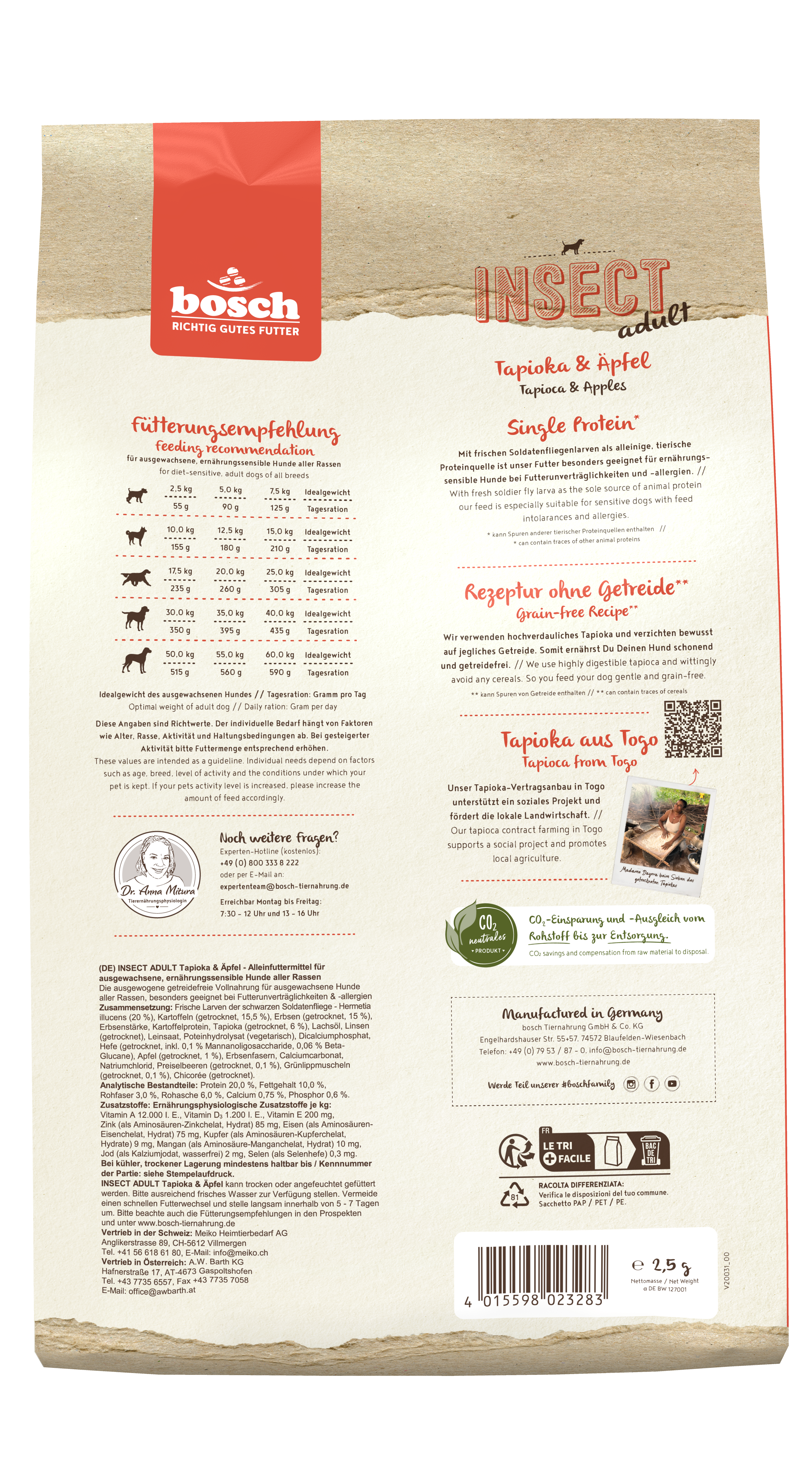 bosch Hunde-Trockenfutter HPC Insect Adult Tapioka & Äpfel