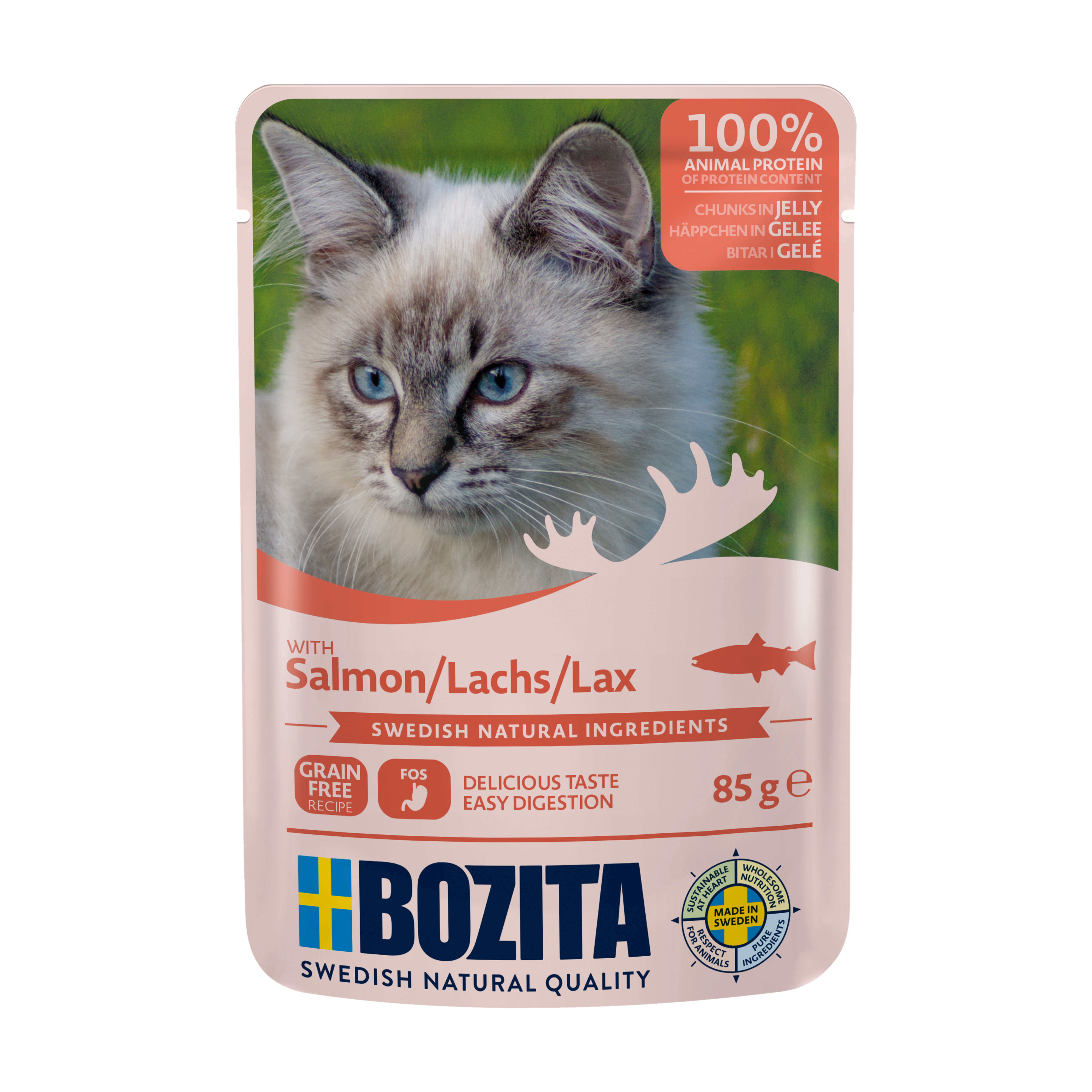BOZITA Katzen-Nassfutter Häppchen in Gelee Lachs