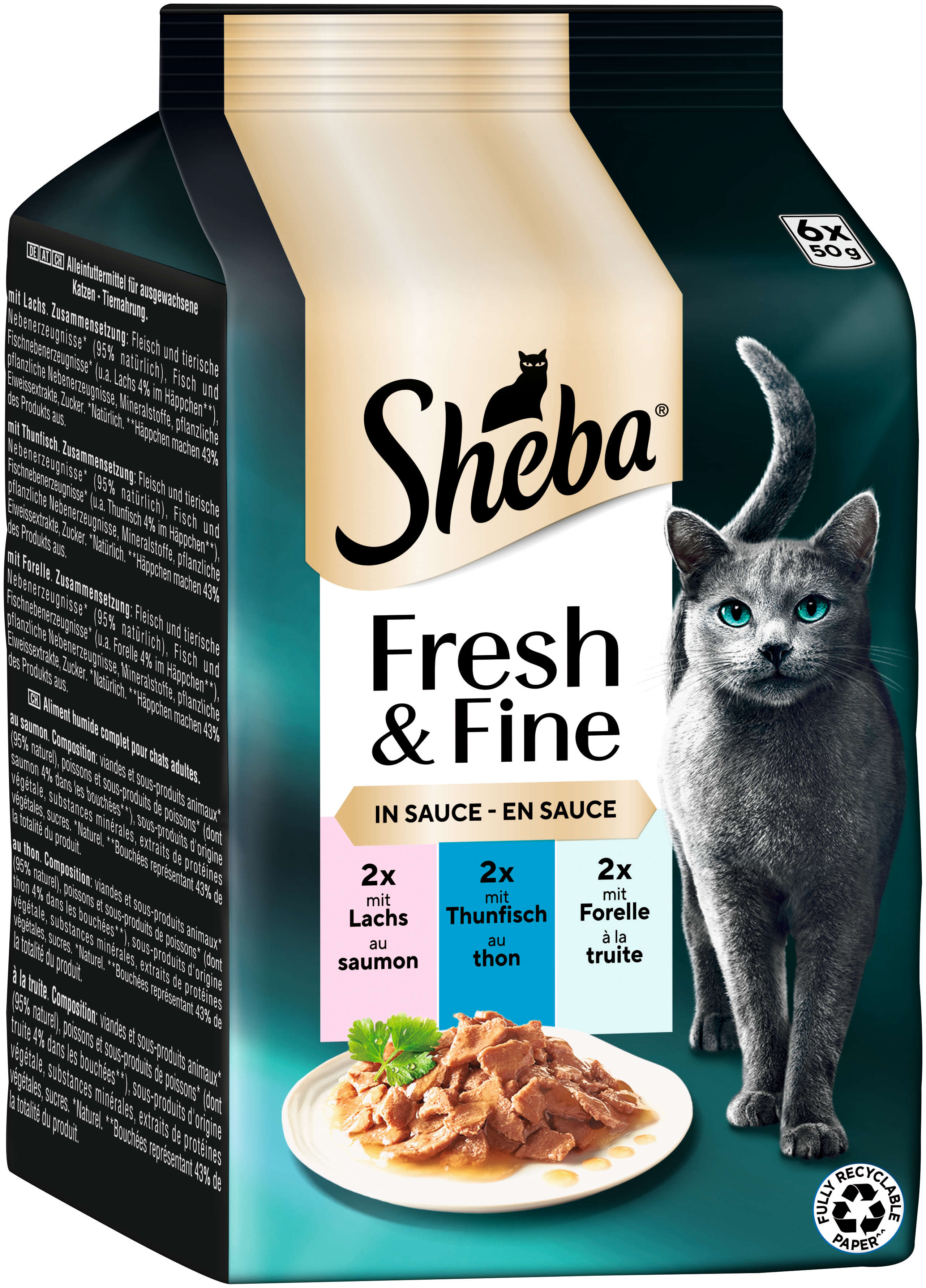Sheba Katzen-Nassfutter Fresh+Fine in Sauce Thunfisch+Lachs+Forelle
