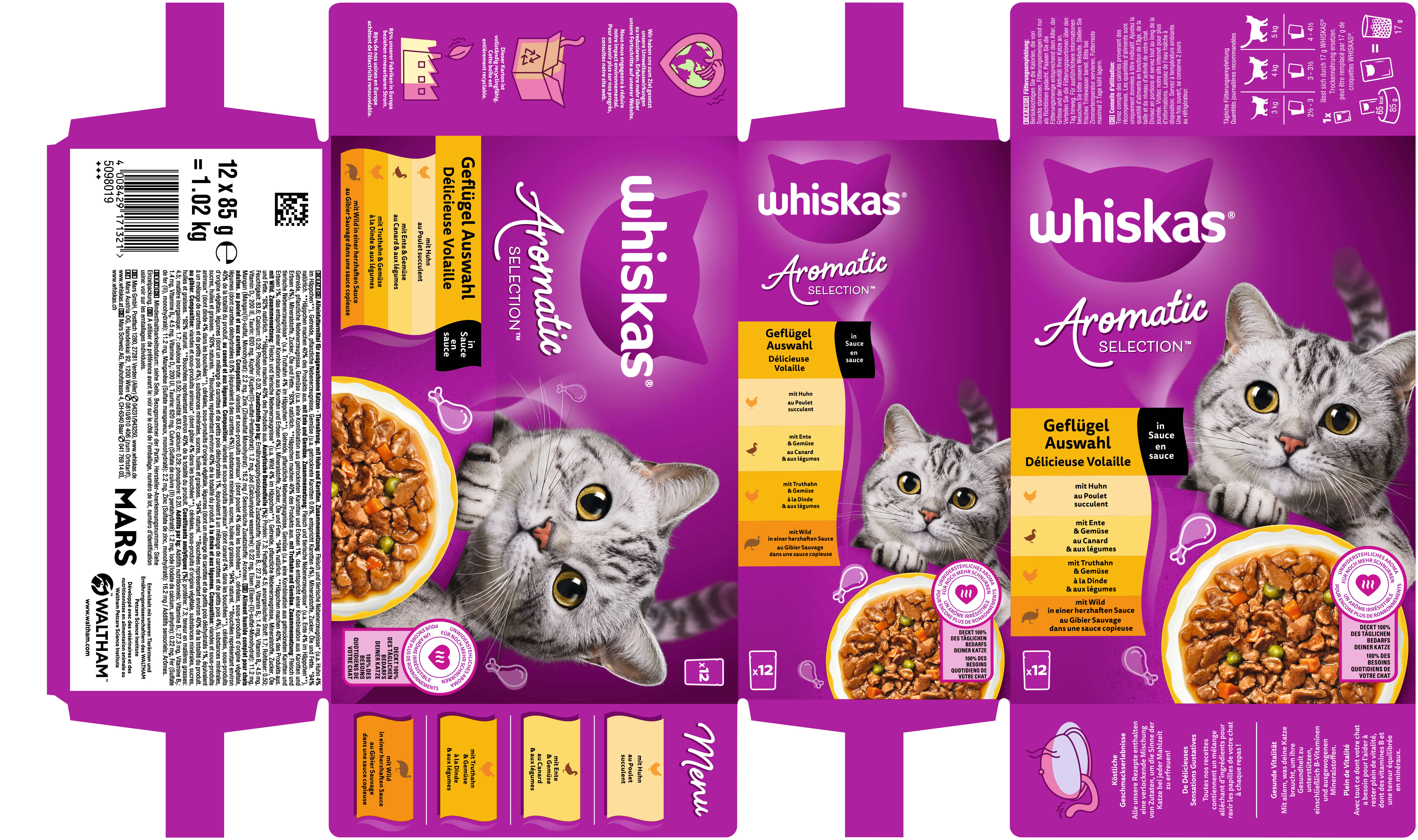 whiskas Katzen-Nassfutter Aromatic Selection Geflügel Auswahl in Sauce Megapack