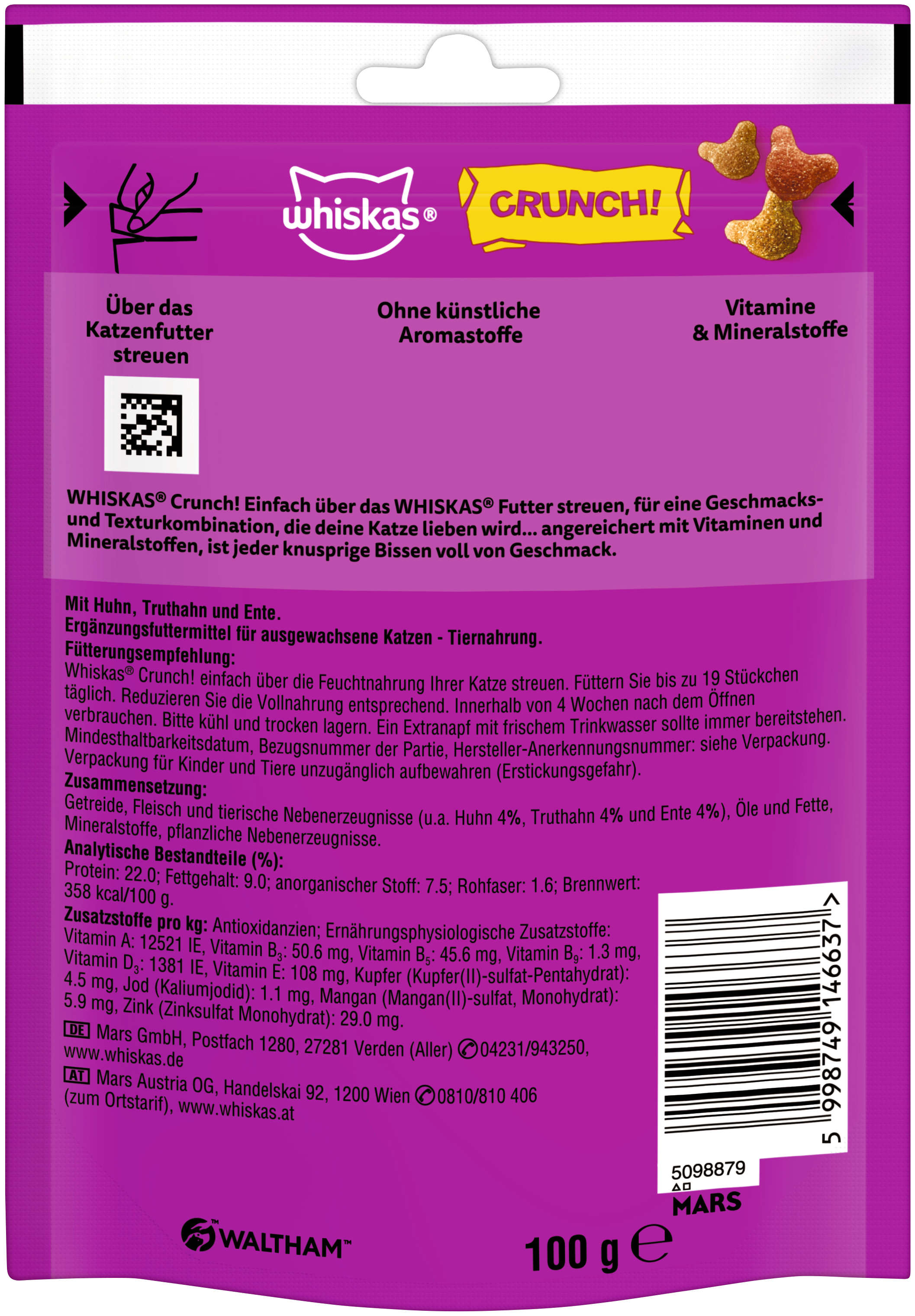 whiskas CRUNCH PB mit Huhn, Truthahn + Ente