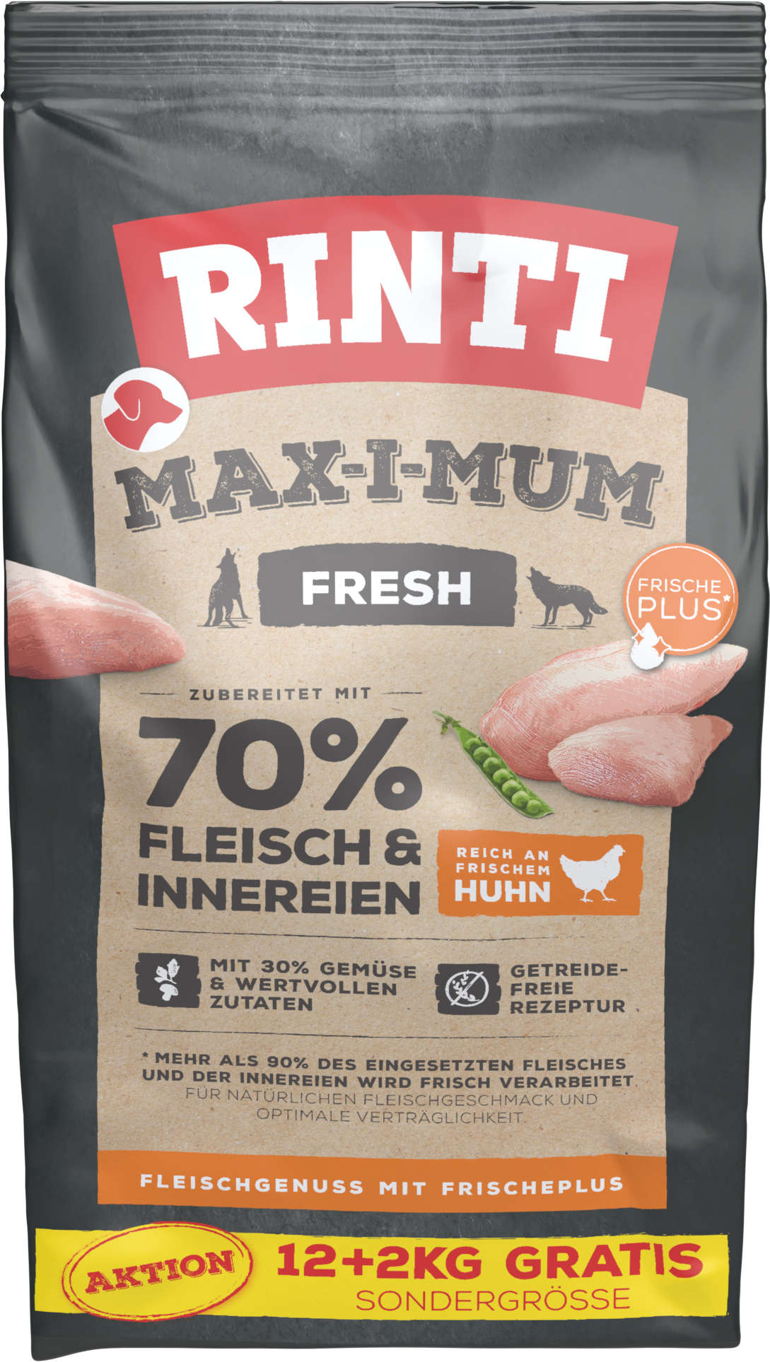 RINTI Hunde-Trockenfutter MAX-I-MUM Huhn 12+2 kg