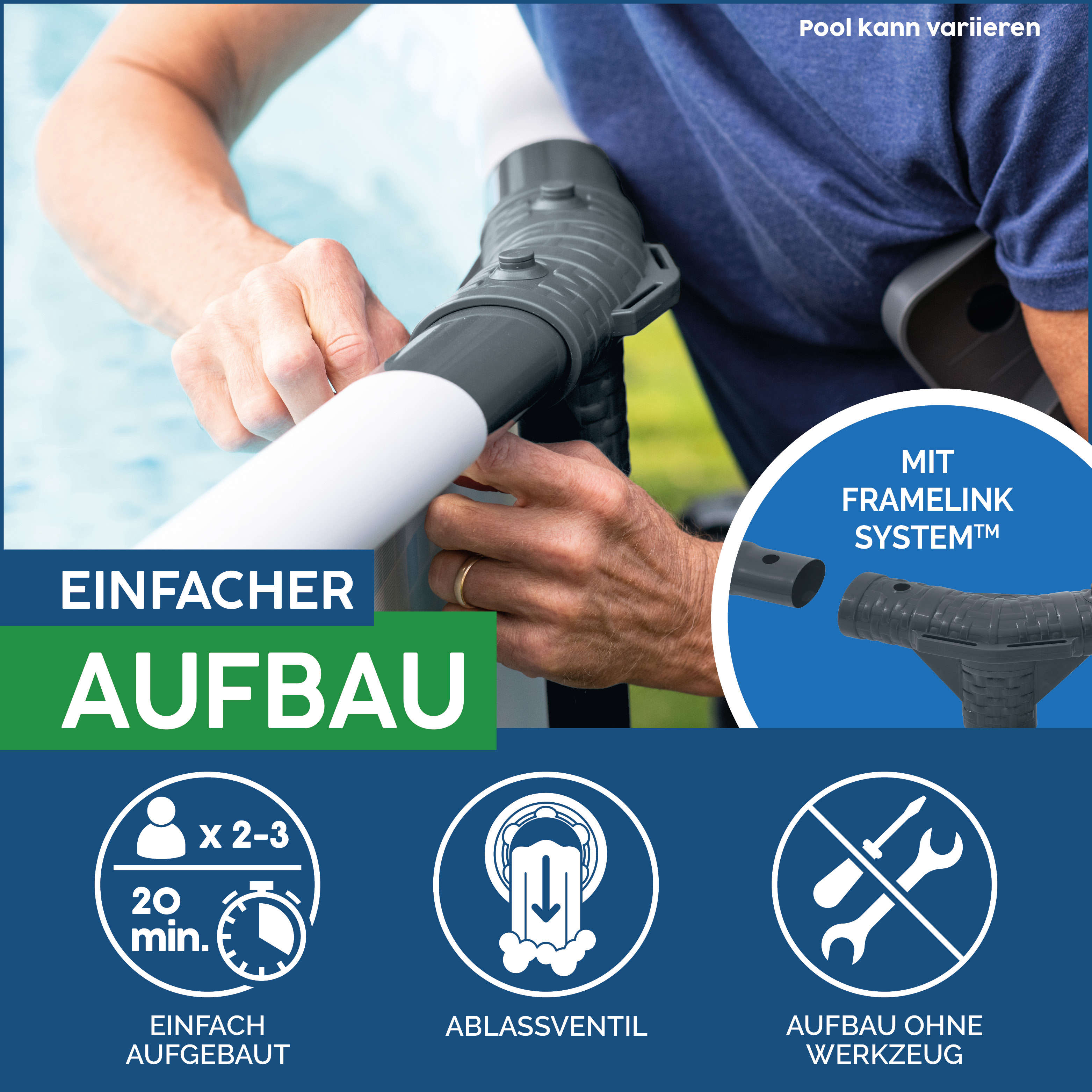 Bestway Steel Pro MAX™ Frame Pool Set mit Filterpumpe rund Rattan-Optik 366 x 100 cm