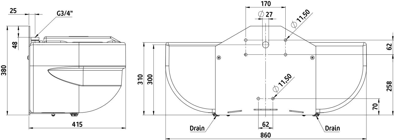 KERBL Doppel-Schwimmertränke S60 für Wand- und Rohrmontage
