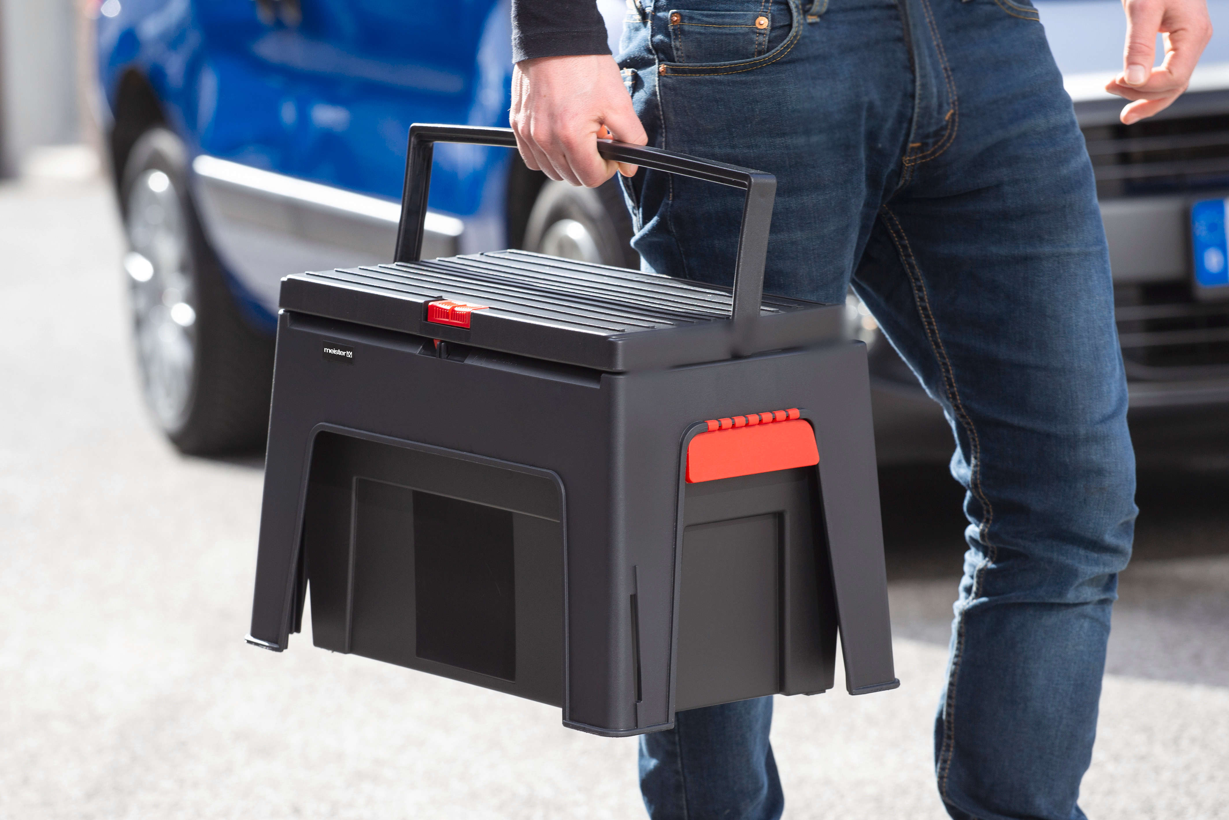 meister 3-in-1 Tritthocker & Werkzeugkiste