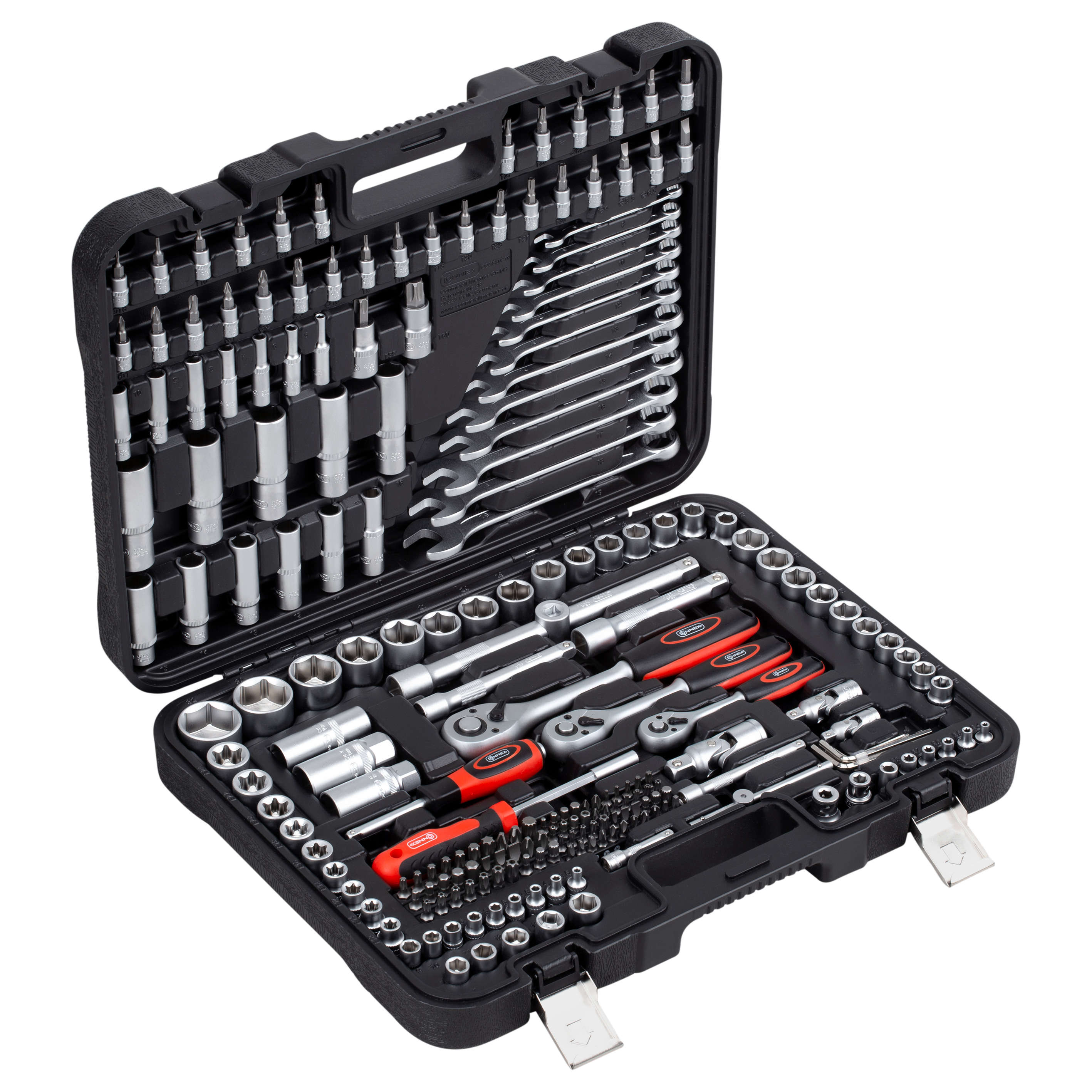 CONNEX Steckschlüsseleinsatz- und Bit-Sortiment 1/2 Zoll + 3/8 Zoll + 1/4 Zoll 216-tlg.