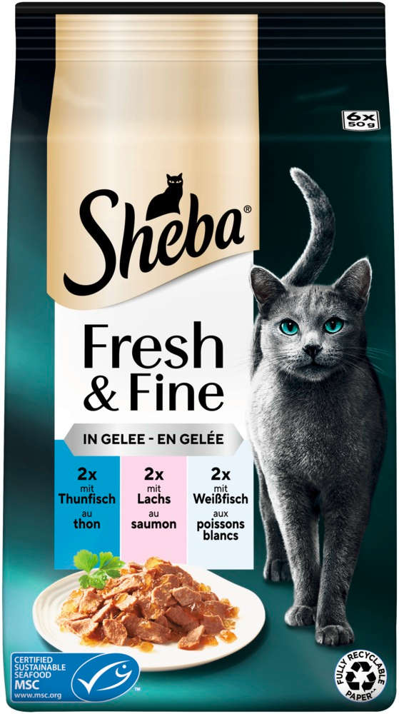 Sheba Katzen-Nassfutter Fresh+Fine Thunfisch, Lachs und Forelle