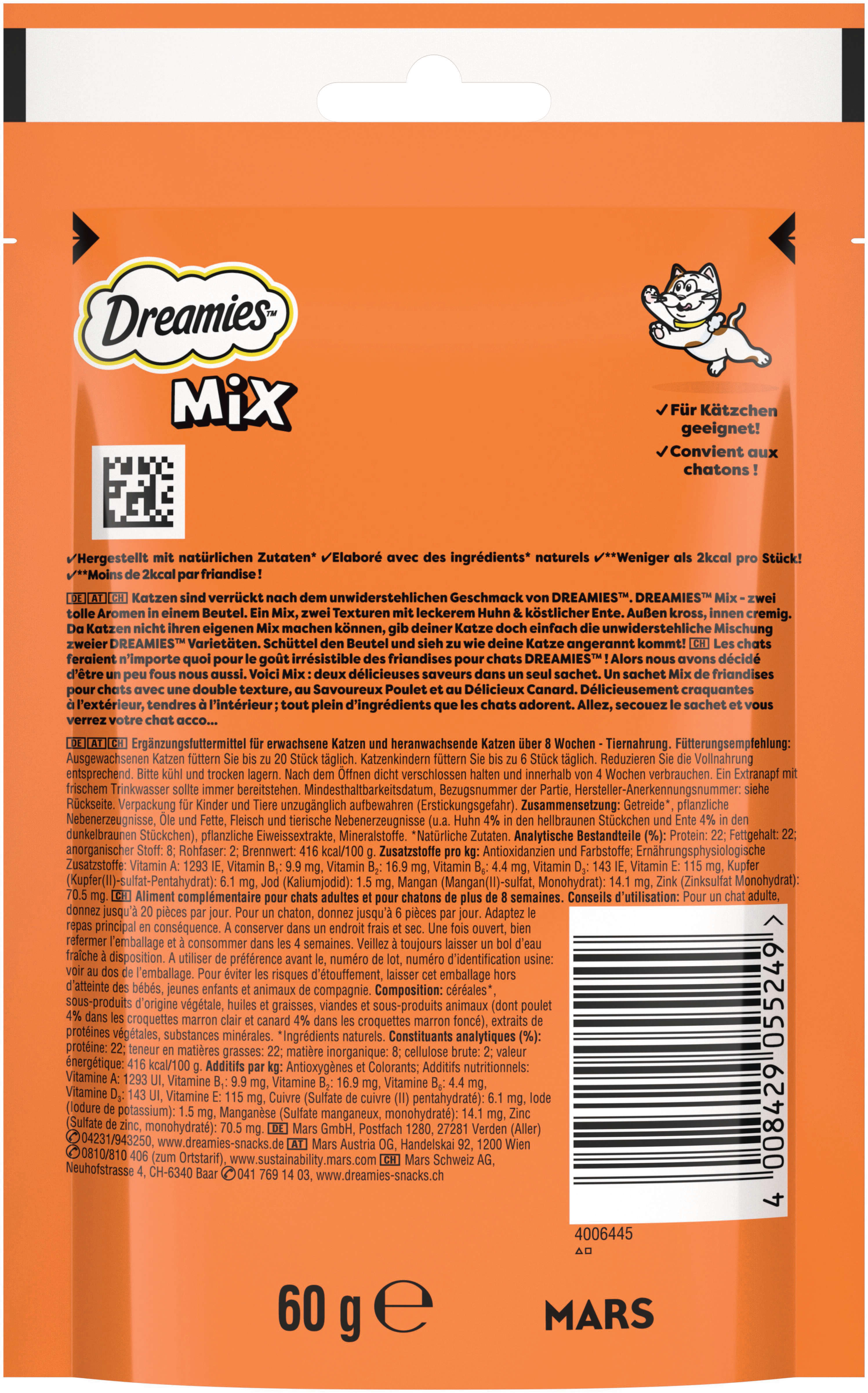 Dreamies Katzenleckerli Mix Huhn & Ente