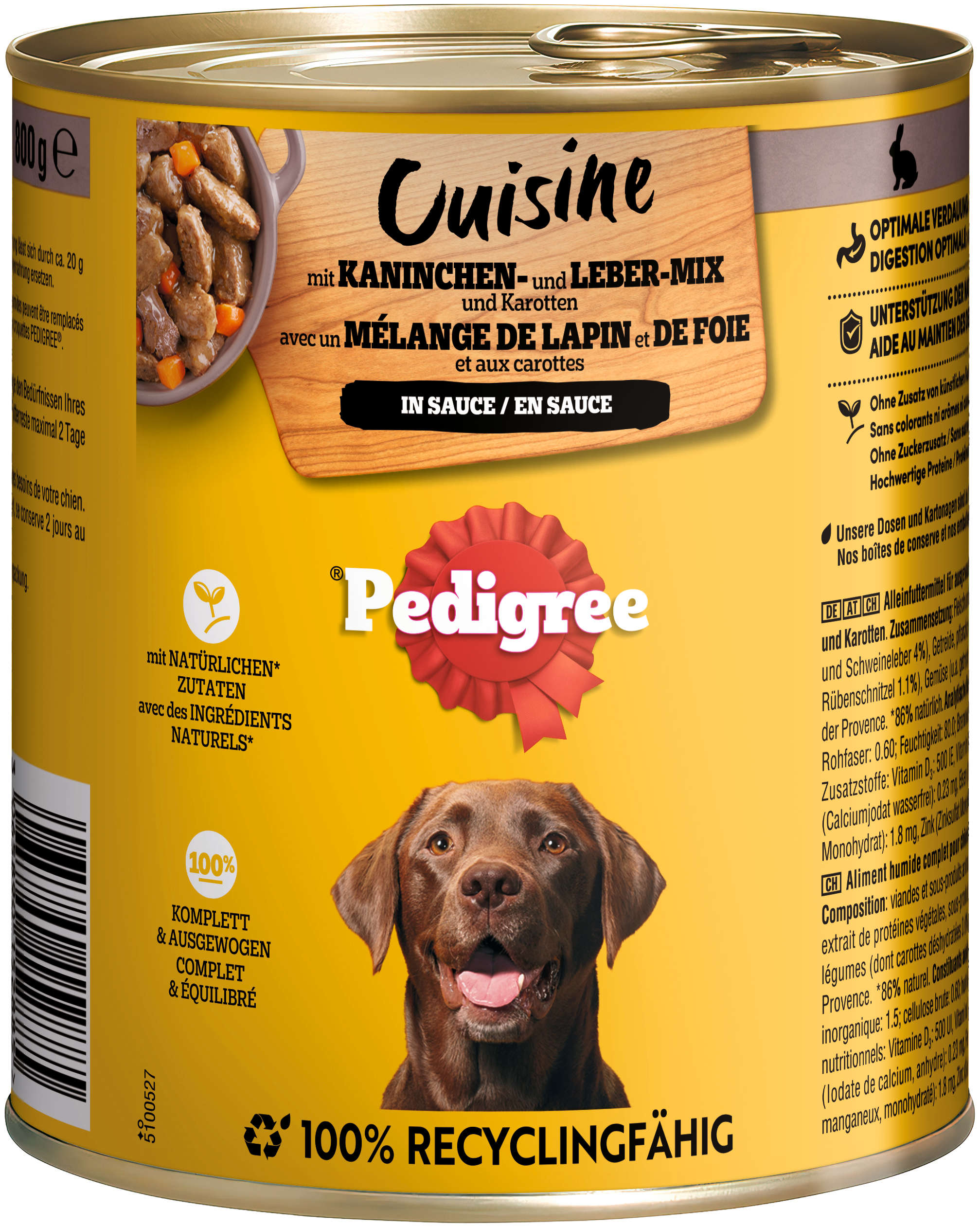 Pedigree Hunde-Nassfutter Cuisine Kaninchen- und Leber-Mix und Karotten in Sauce