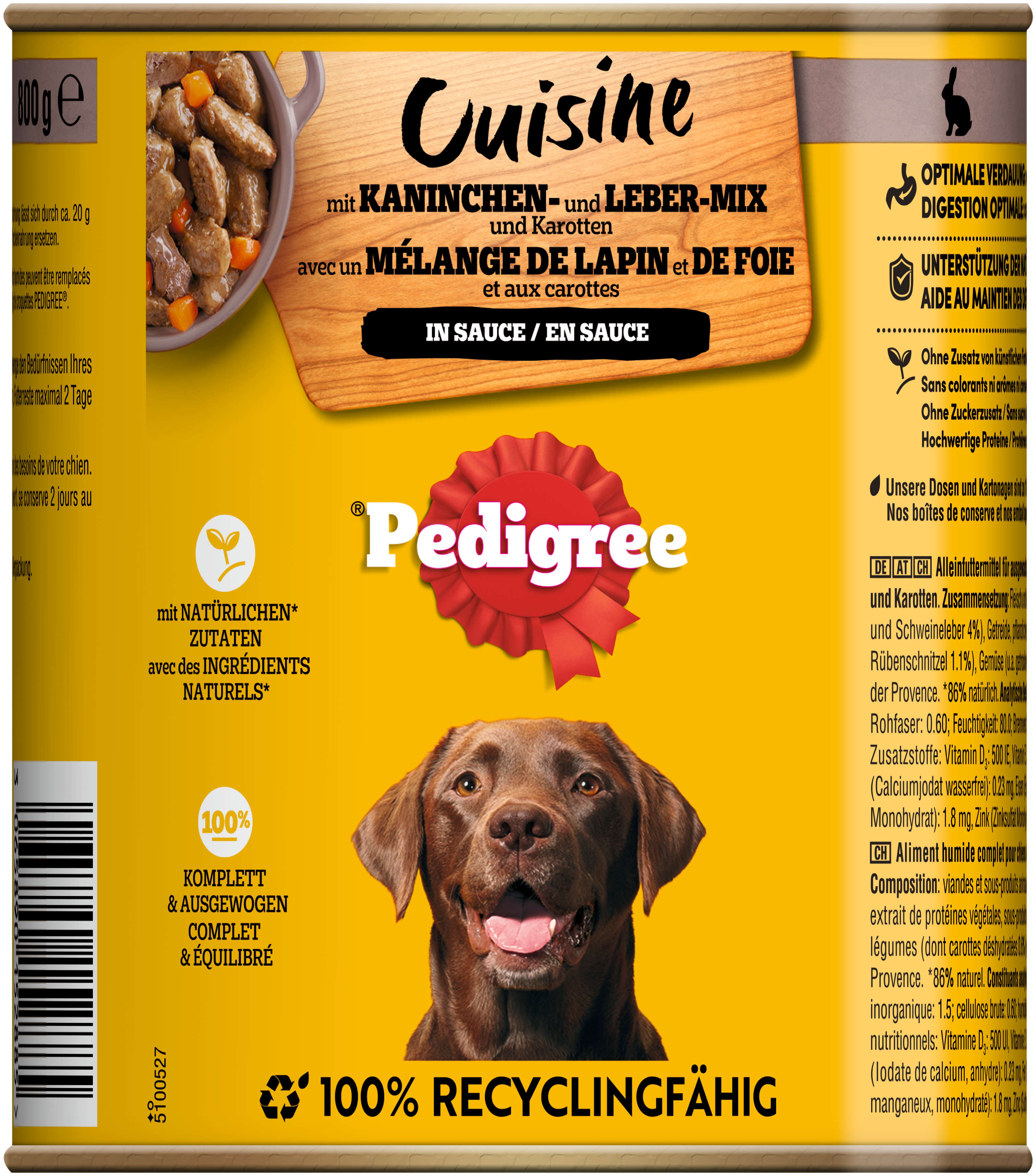 Pedigree Hunde-Nassfutter Cuisine Kaninchen- und Leber-Mix und Karotten in Sauce