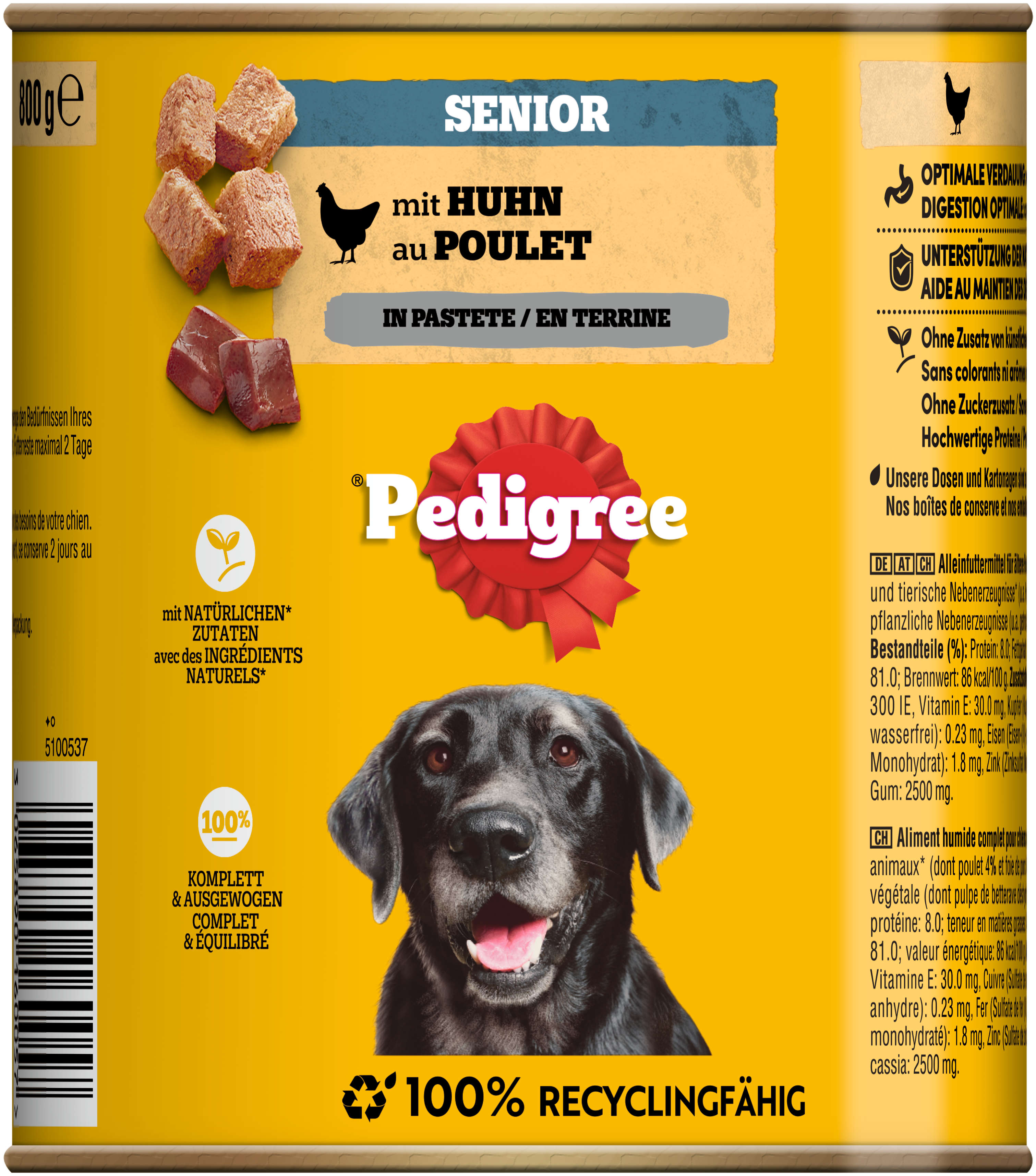Pedigree Hunde-Nassfutter Senior mit Huhn in Pastete