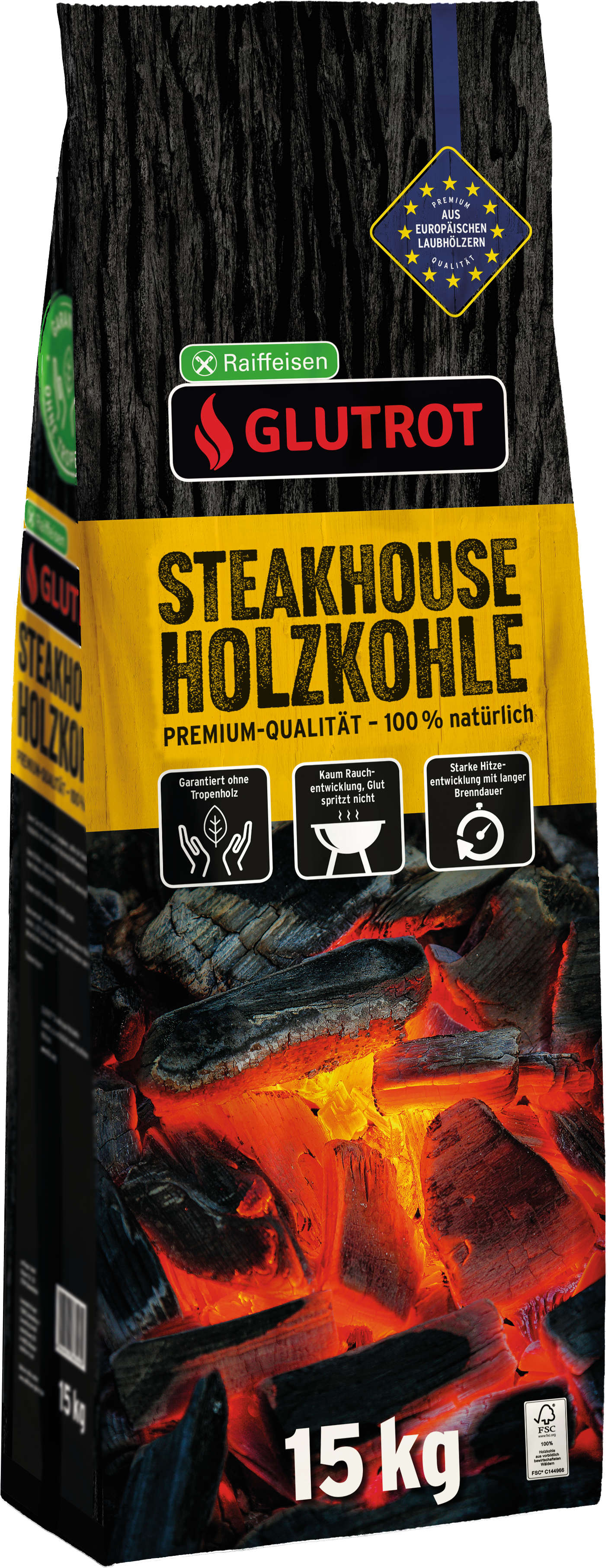 GLUTROT Steakhouse Holzkohle
