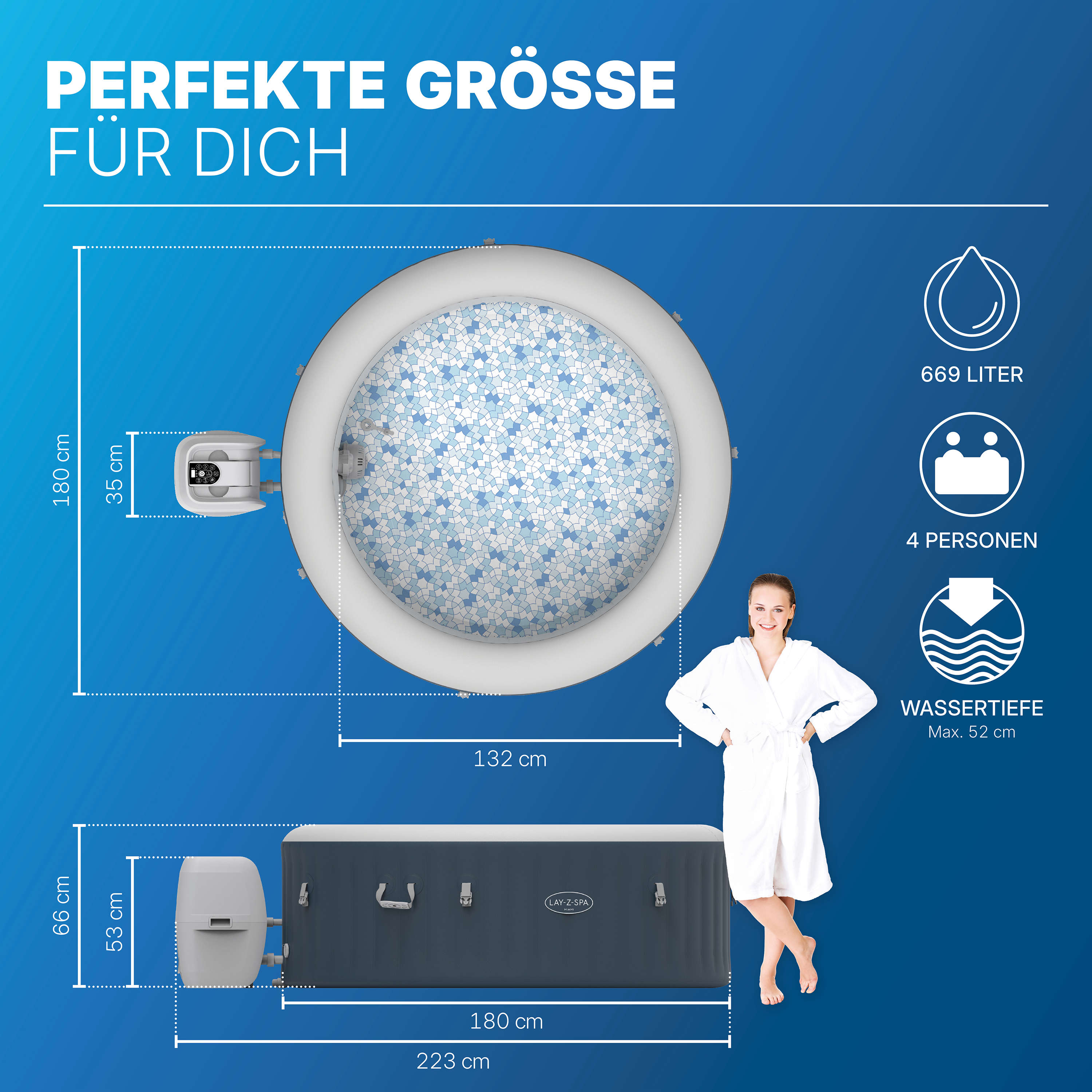 Bestway LAY-Z-SPA Whirlpool Miami AirJet rund 180 x 66 cm