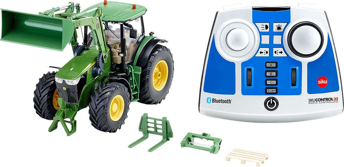 siku Spielzeug-Traktor John Deere 7310R mit Frontlader Bluetooth