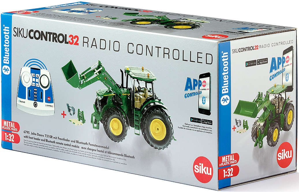 siku Spielzeug-Traktor John Deere 7310R mit Frontlader Bluetooth