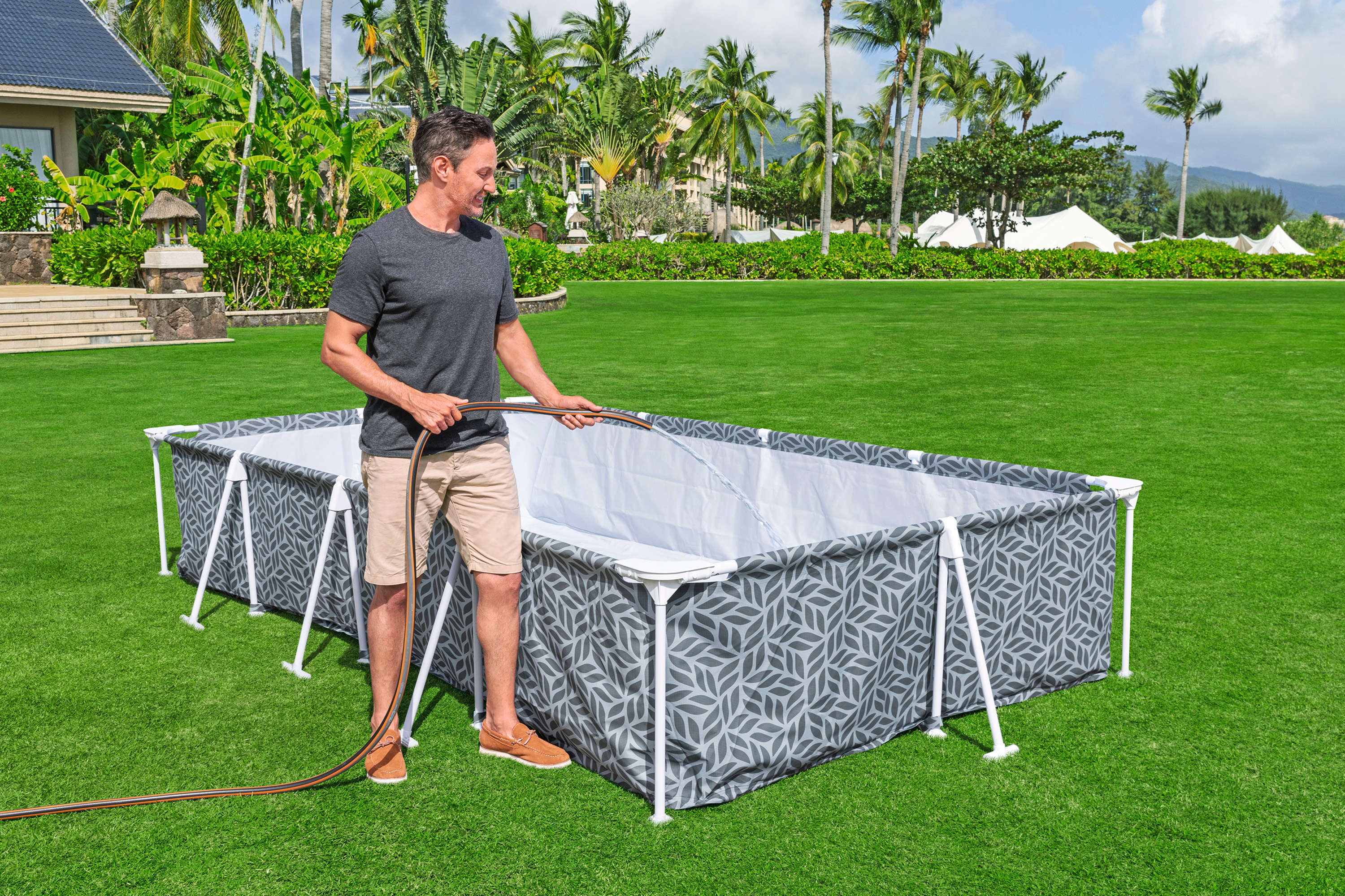 Bestway Steel Pro® Frame Pool Set mit Filterpumpe eckig 366 x 201 x 66 cm