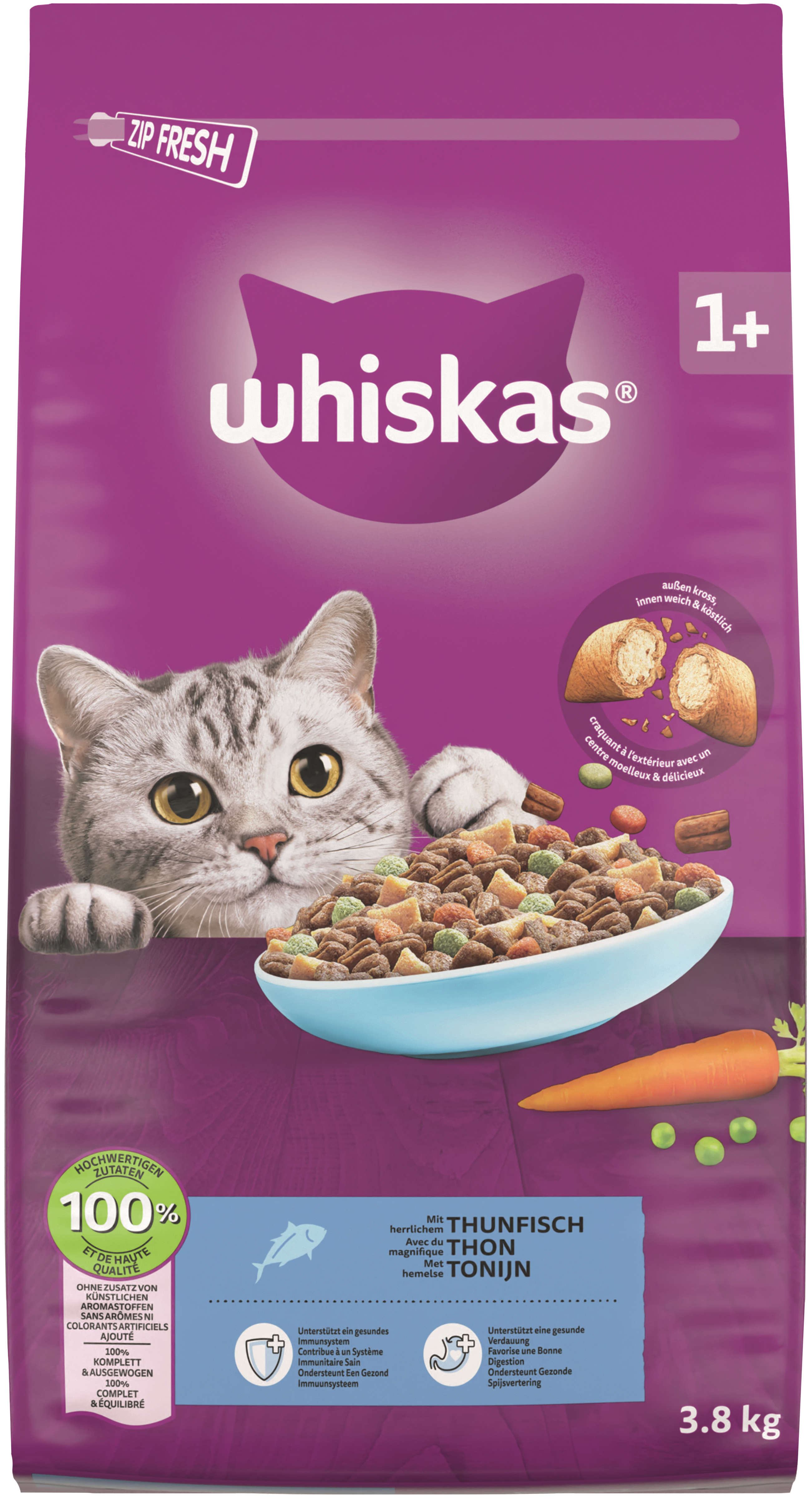 whiskas Katzen-Trockenfutter 1+ mit Thunfisch