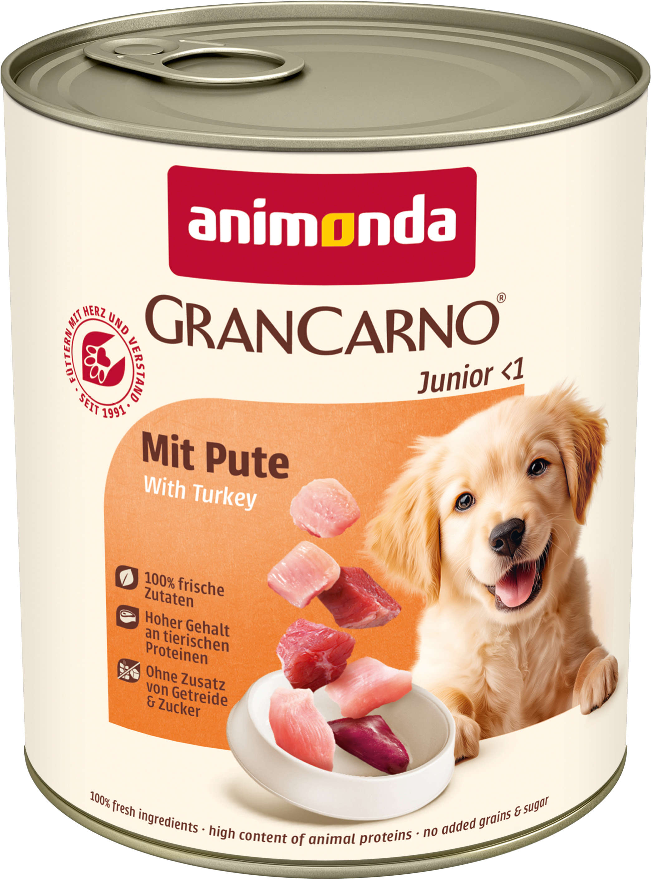 animonda Hunde-Nassfutter GranCarno Junior mit Pute