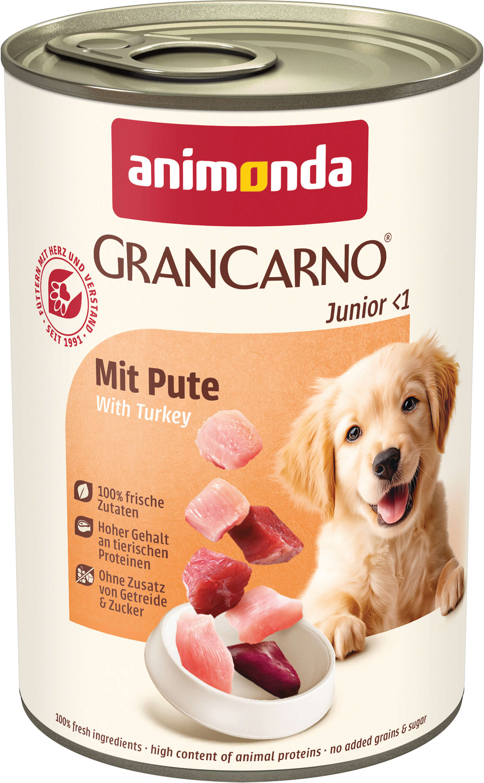 animonda Hunde-Nassfutter GranCarno Junior mit Pute