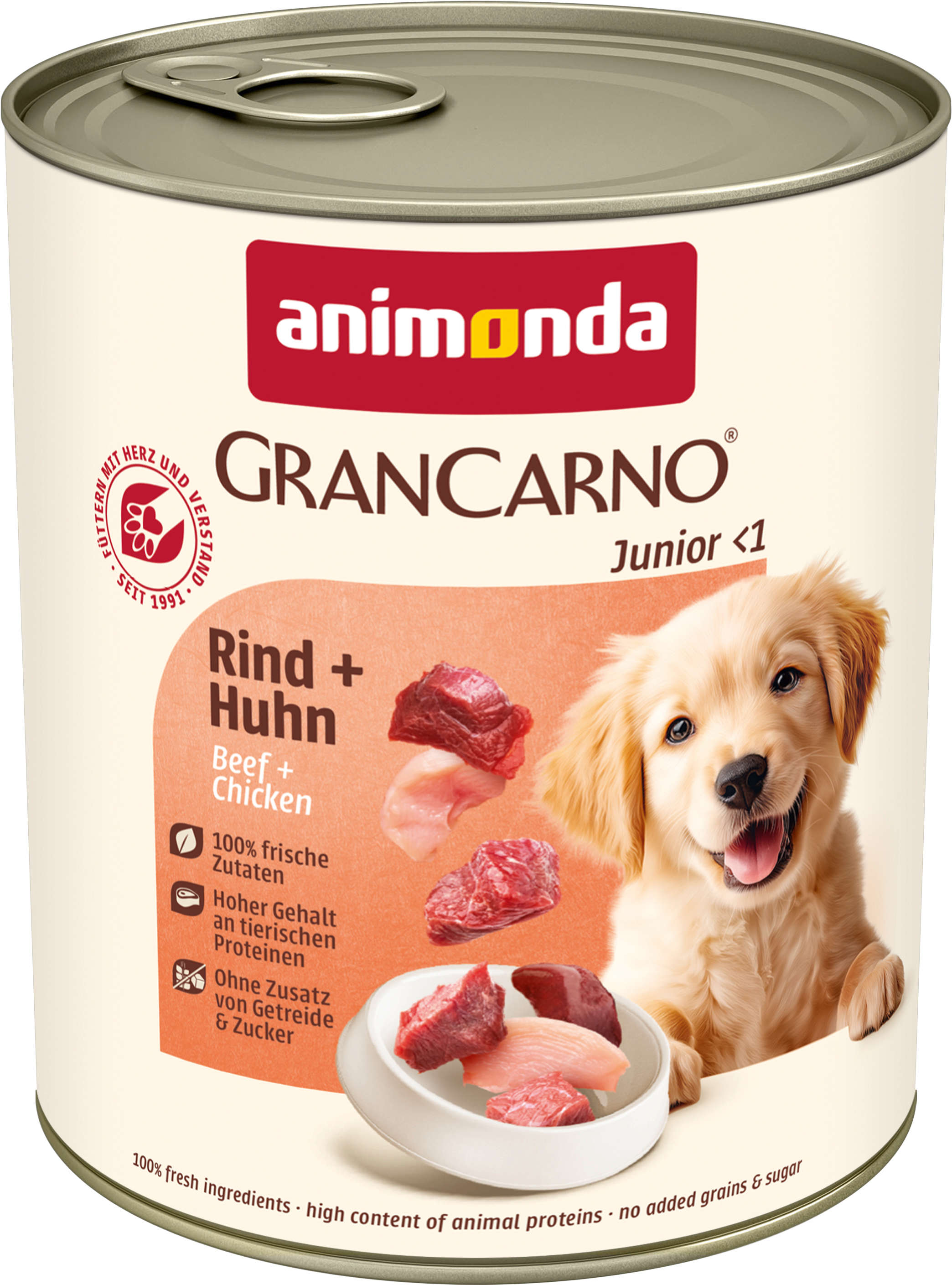 animonda Hunde-Nassfutter GranCarno Junior Rind + Huhn