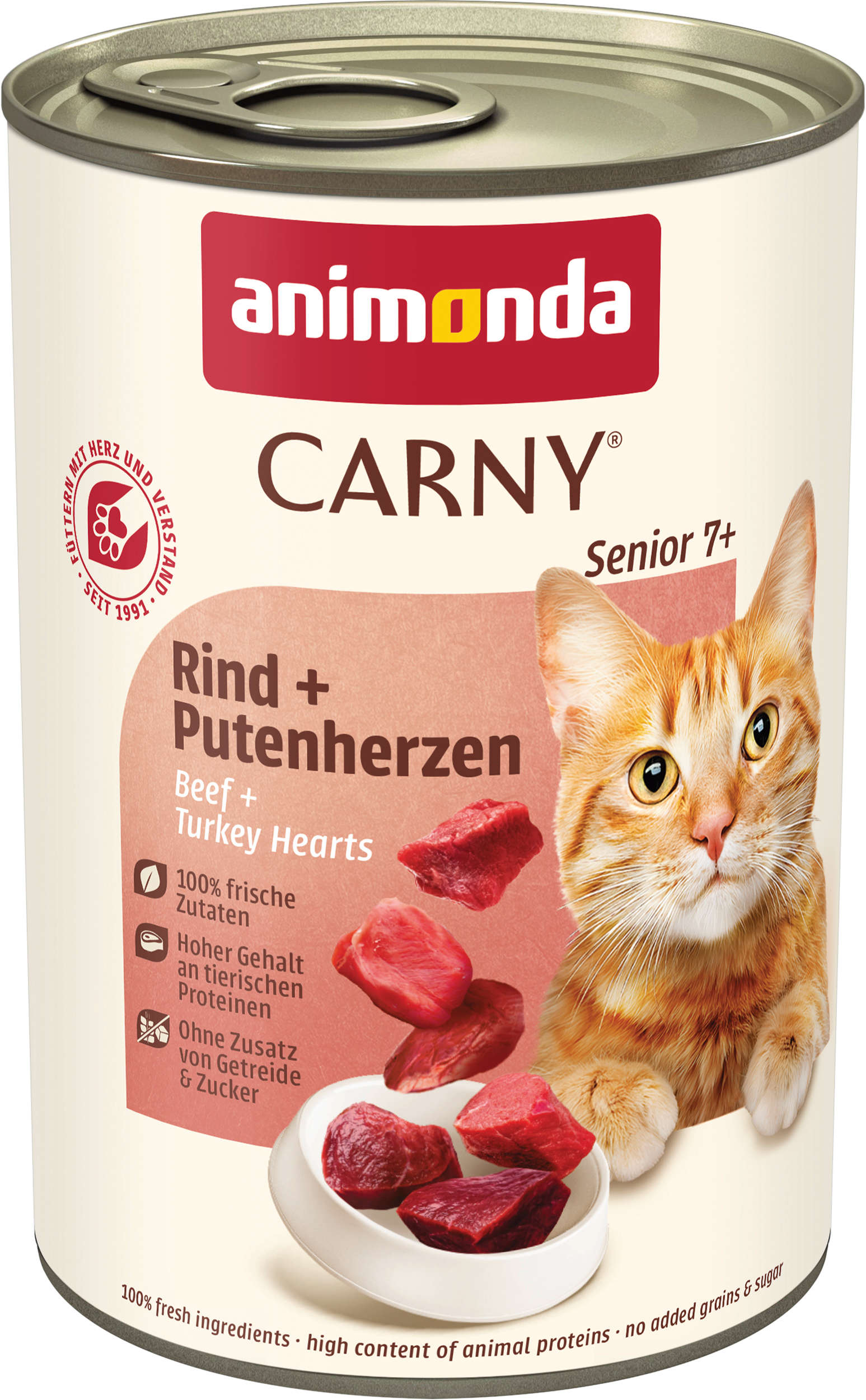 animonda Katzen-Nassfutter Senior Rind + Putenherzen