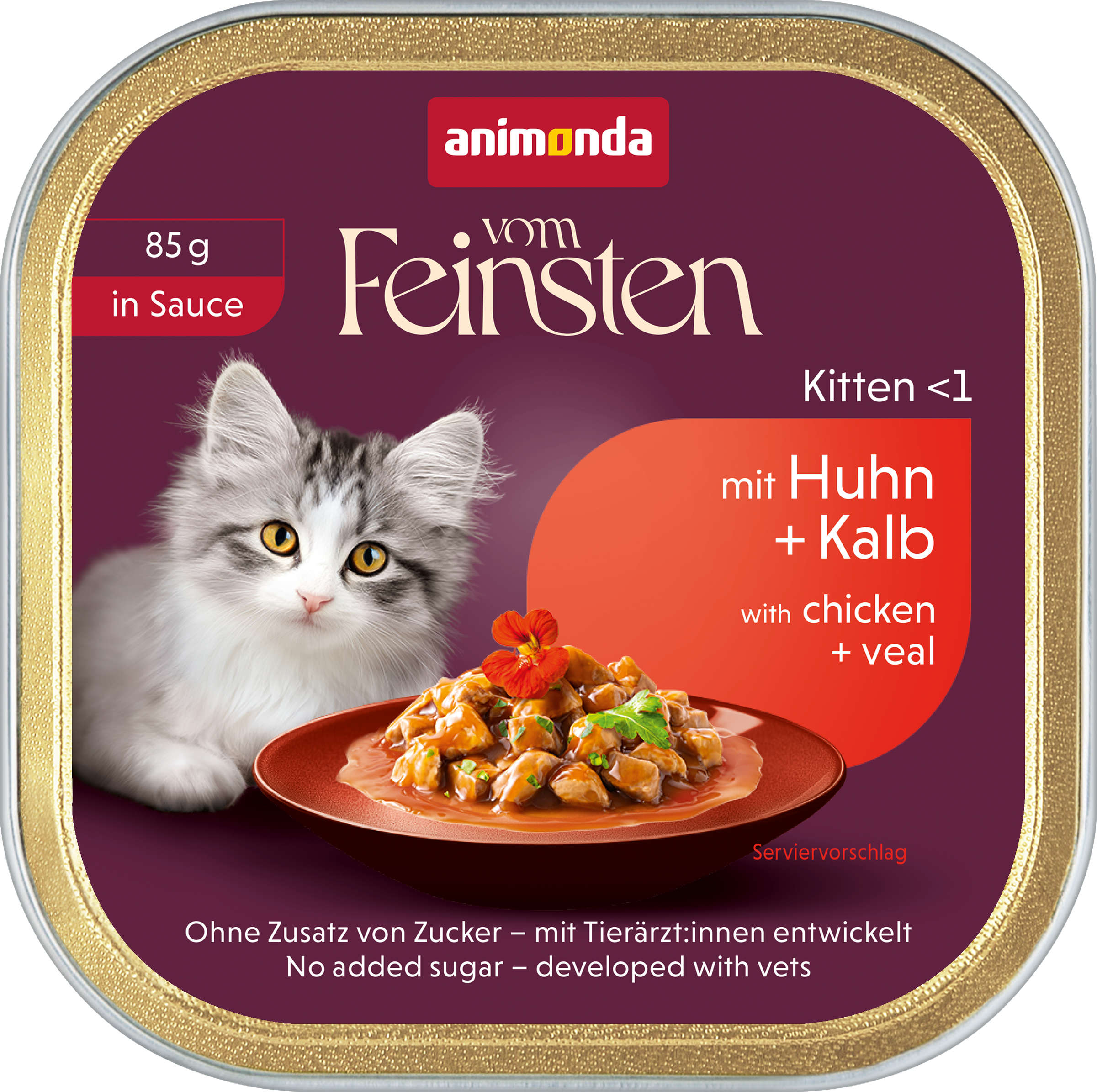 animonda Katzen-Nassfutter Vom Feinsten Kittten in Sauce Huhn+Kalb