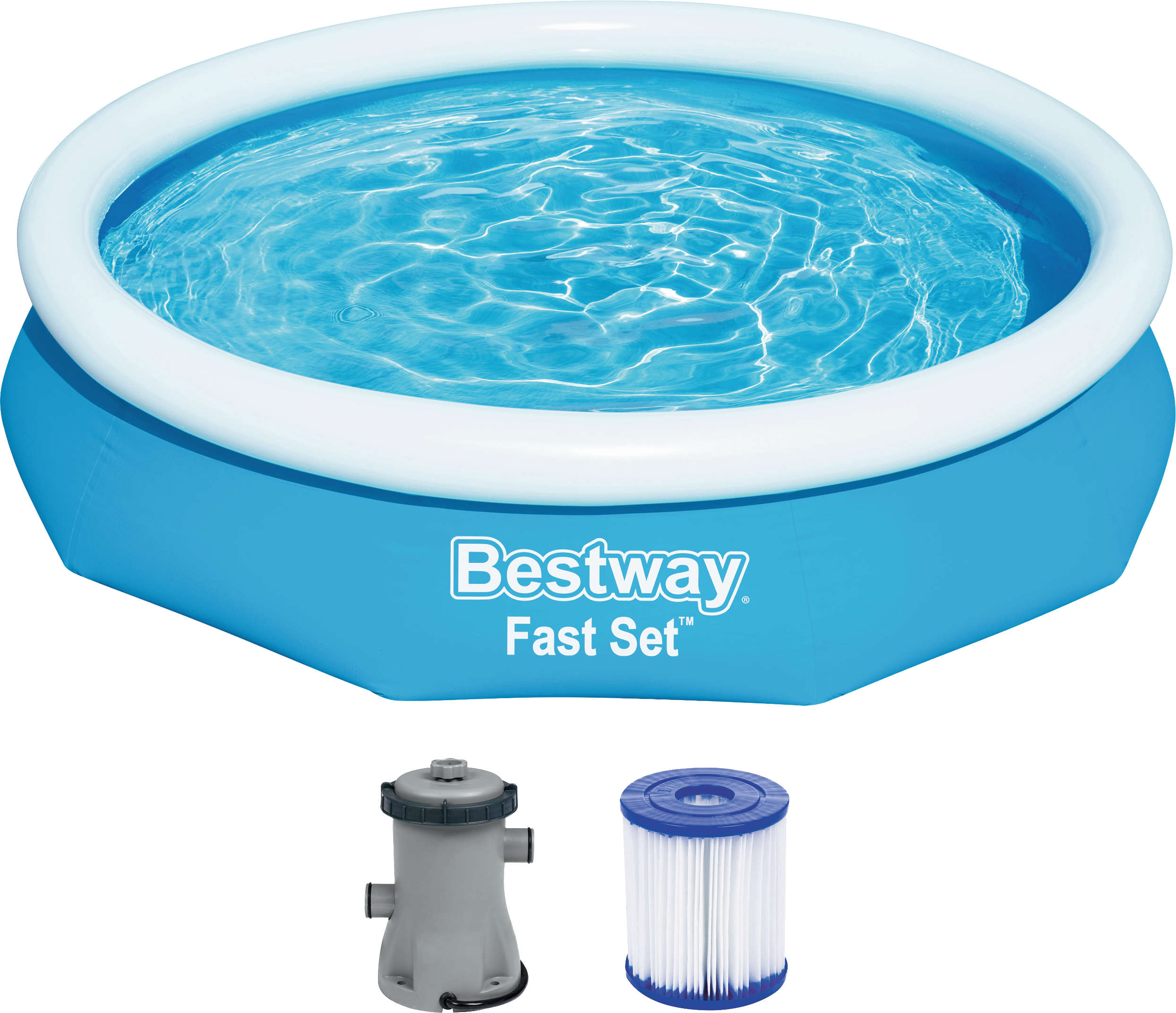 Bestway Fast Set™ Aufstellpool Set mit Filterpumpe rund 305 x 66 cm
