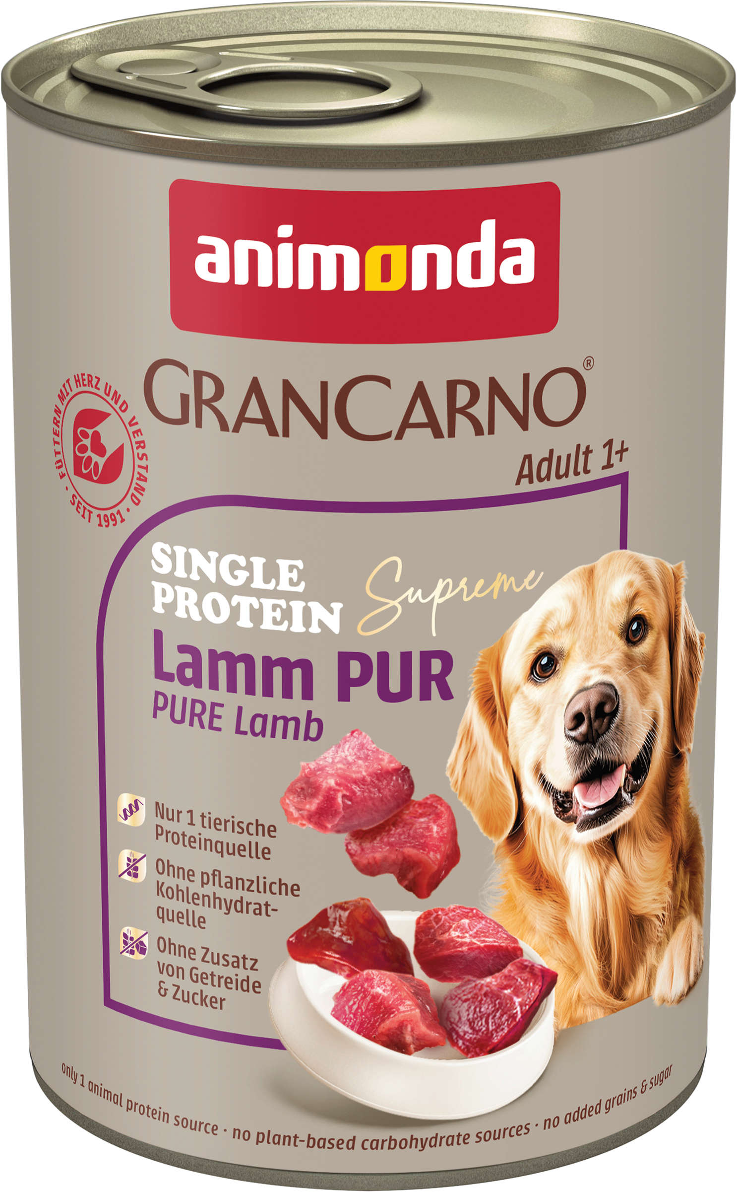 animonda Hunde-Nassfutter GranCarno Adult Single Protein Supreme Lamm pur