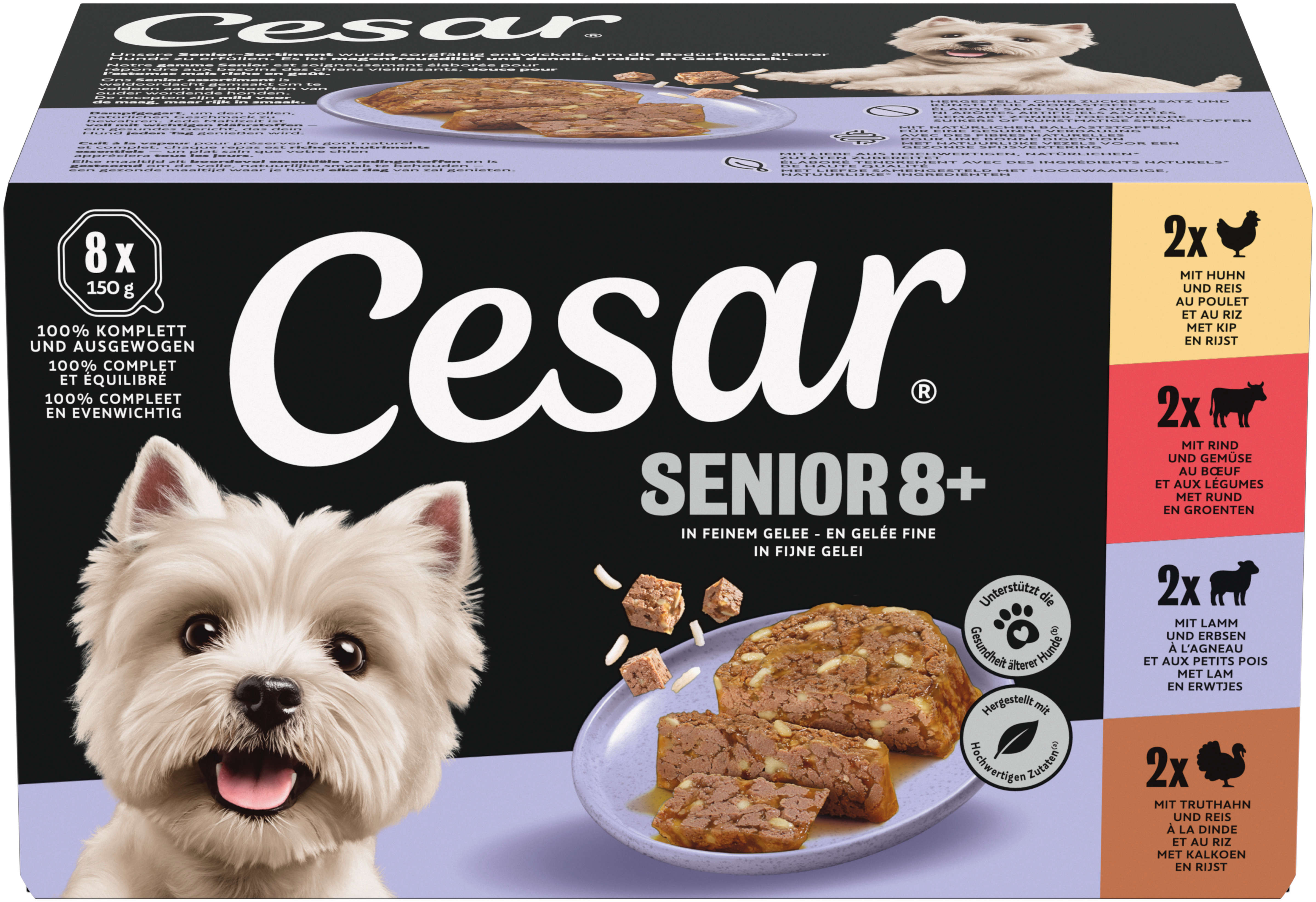 Cesar Hunde-Nassfutter Multipack Schale Senior 8+ Gelee 8 x 150 g