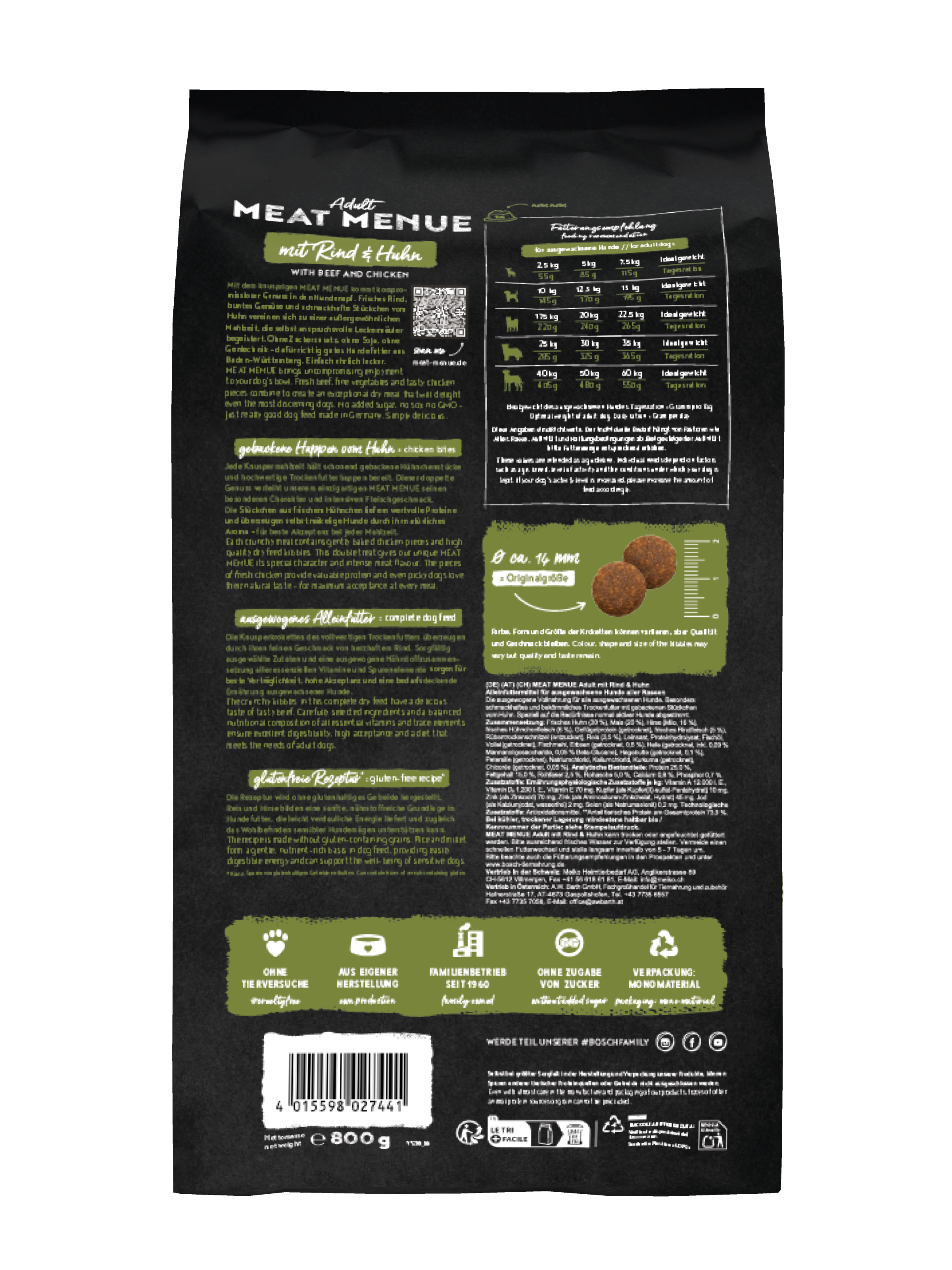 bosch Hunde-Trockenfutter Meat Menue Adult mit Rind & Huhn