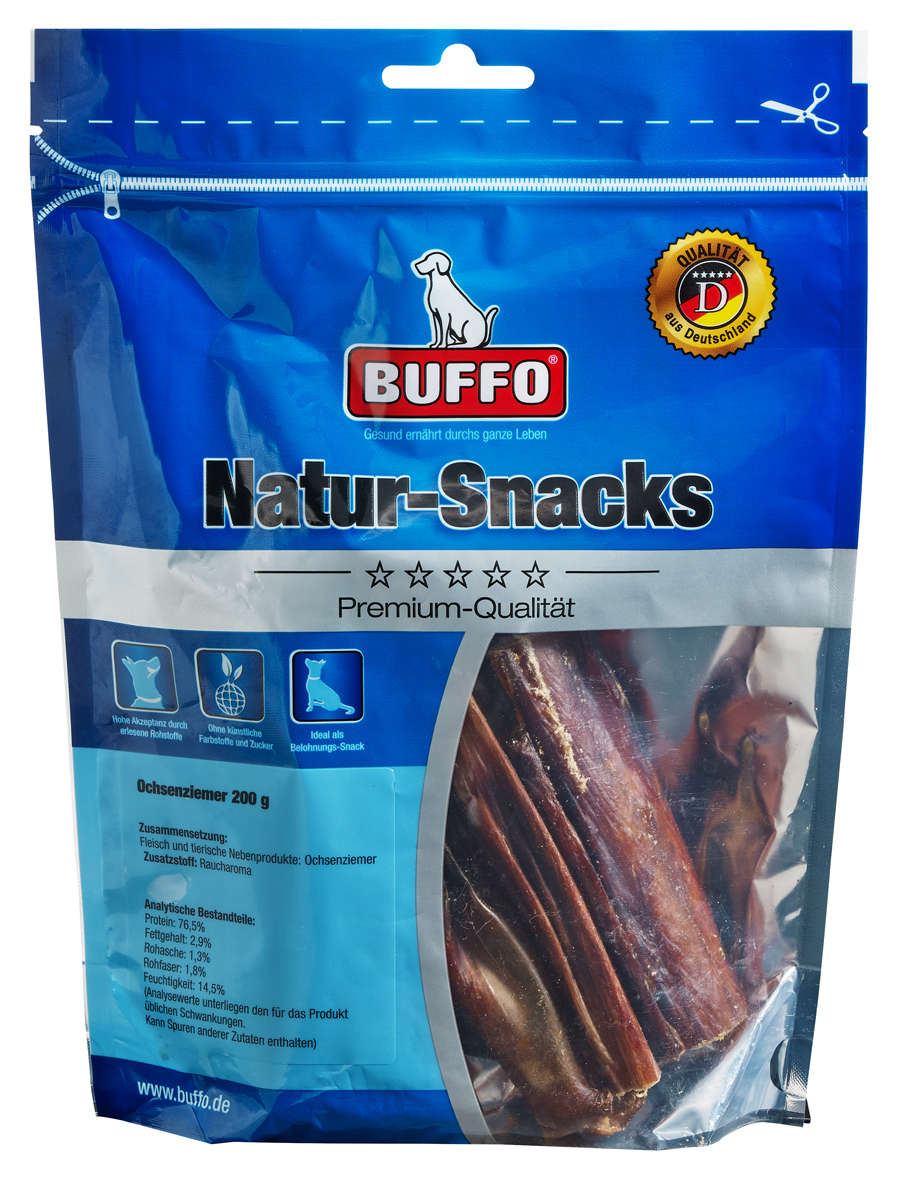 BUFFO Hundeleckerli Natur-Snacks Ochsenziemer