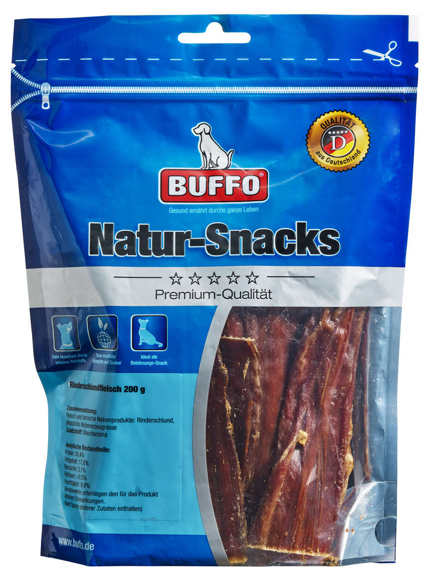 BUFFO Hundeleckerli Natur-Snacks Rinderschlundfleisch