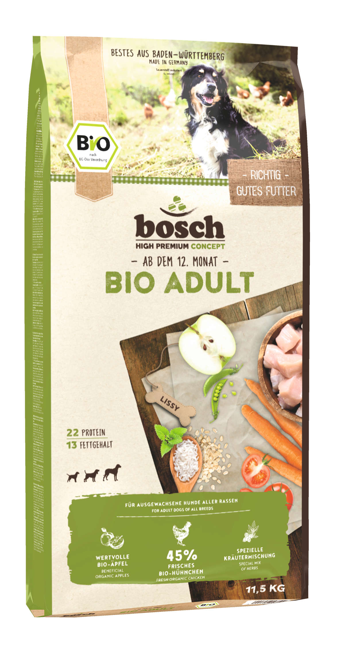 bosch Hunde-Trockenfutter BIO Adult Hühnchen+Apfel