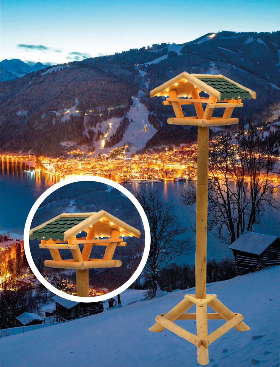 Vogelhaus Tirol mit Beleuchtung