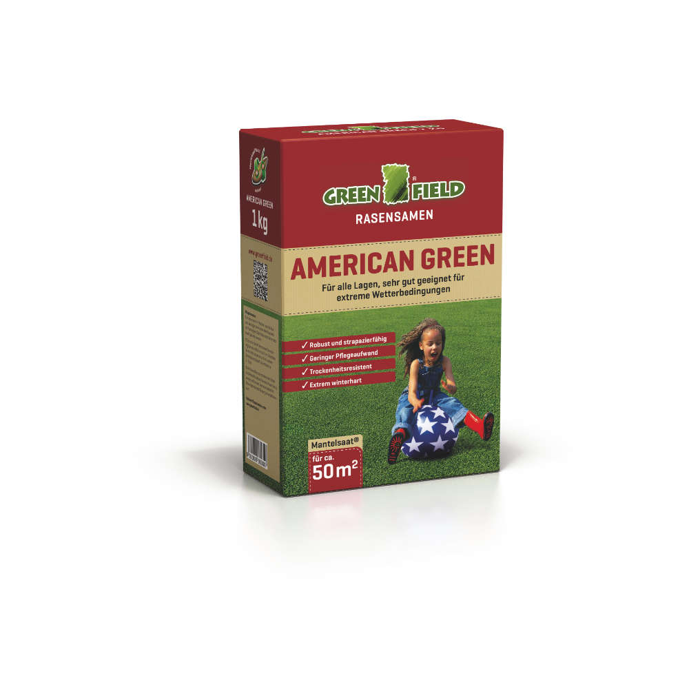 Greenfield American Green 1 kg Rasensamen Grassamen Sonnenrasen Trockenlage 